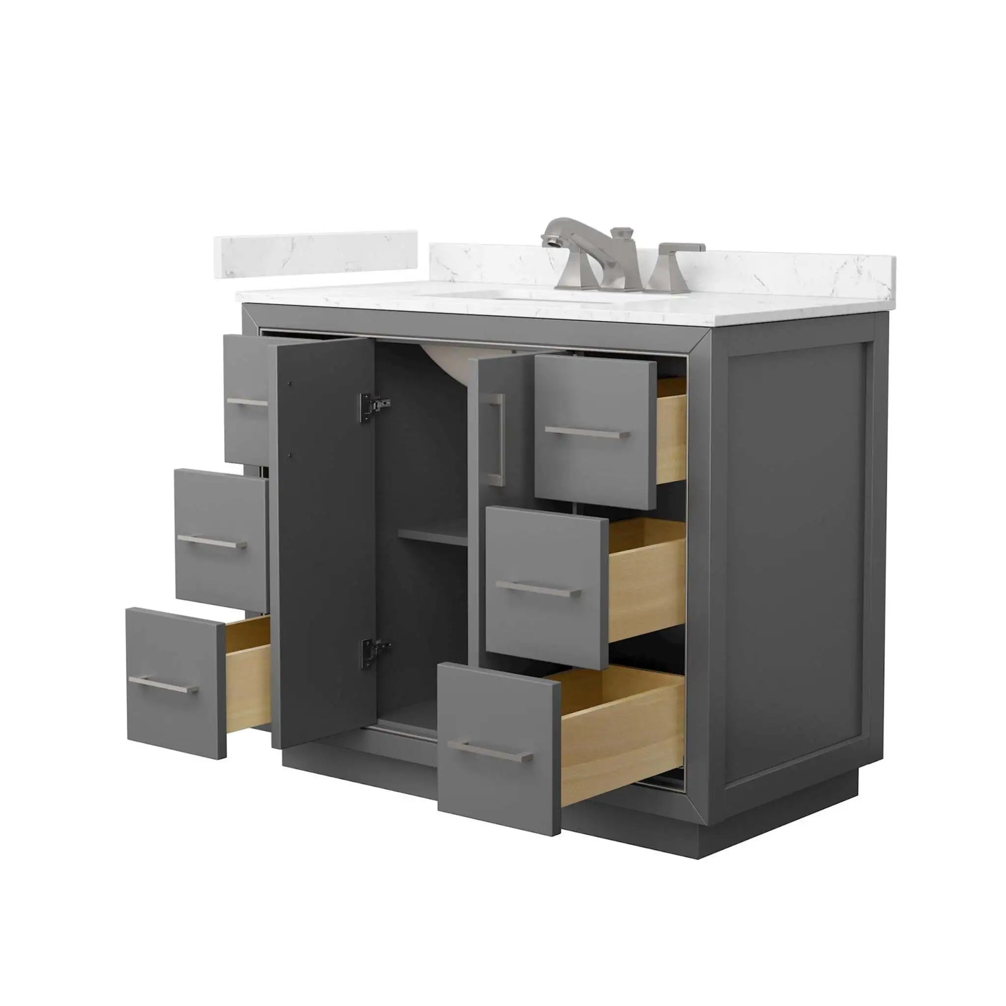42" Icon Single Bathroom Vanity in Dark Gray with Brushed Nickel Trim by Wyndham