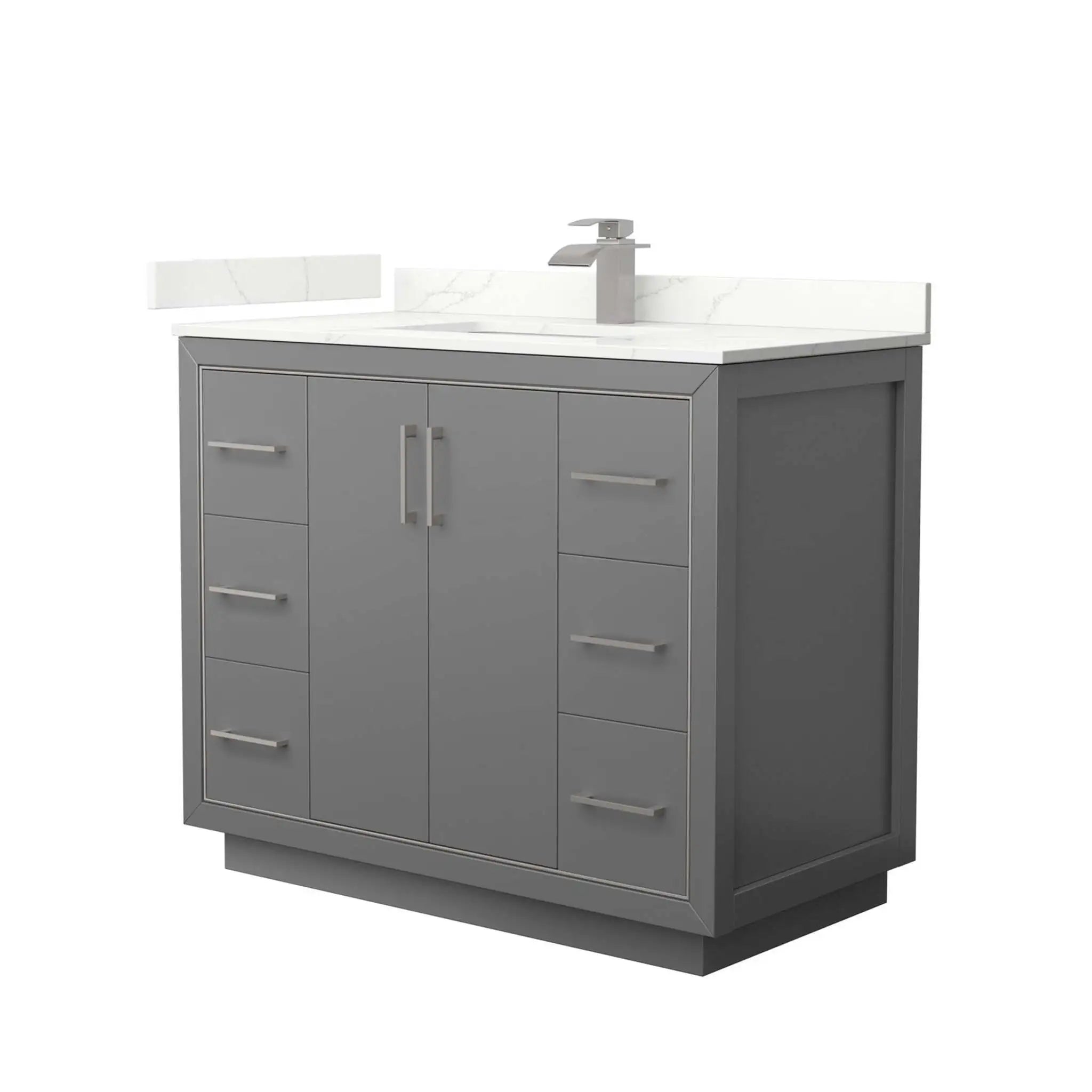42" Icon Single Bathroom Vanity in Dark Gray with Brushed Nickel Trim by Wyndham
