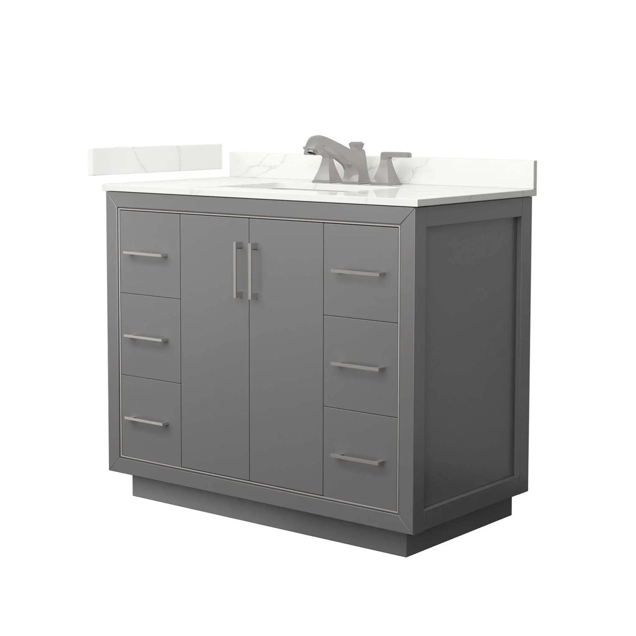 42" Icon Single Bathroom Vanity in Dark Gray with Brushed Nickel Trim by Wyndham