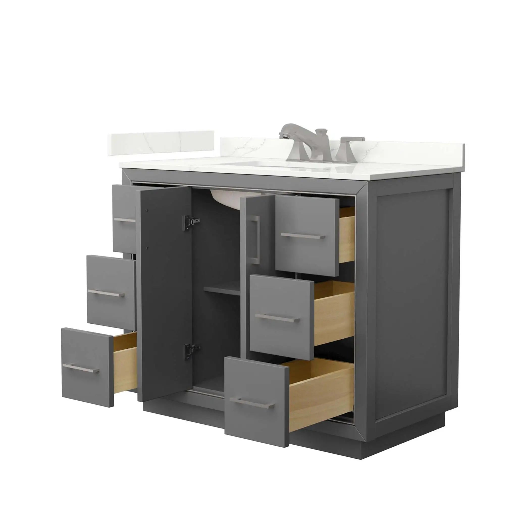 42" Icon Single Bathroom Vanity in Dark Gray with Brushed Nickel Trim by Wyndham