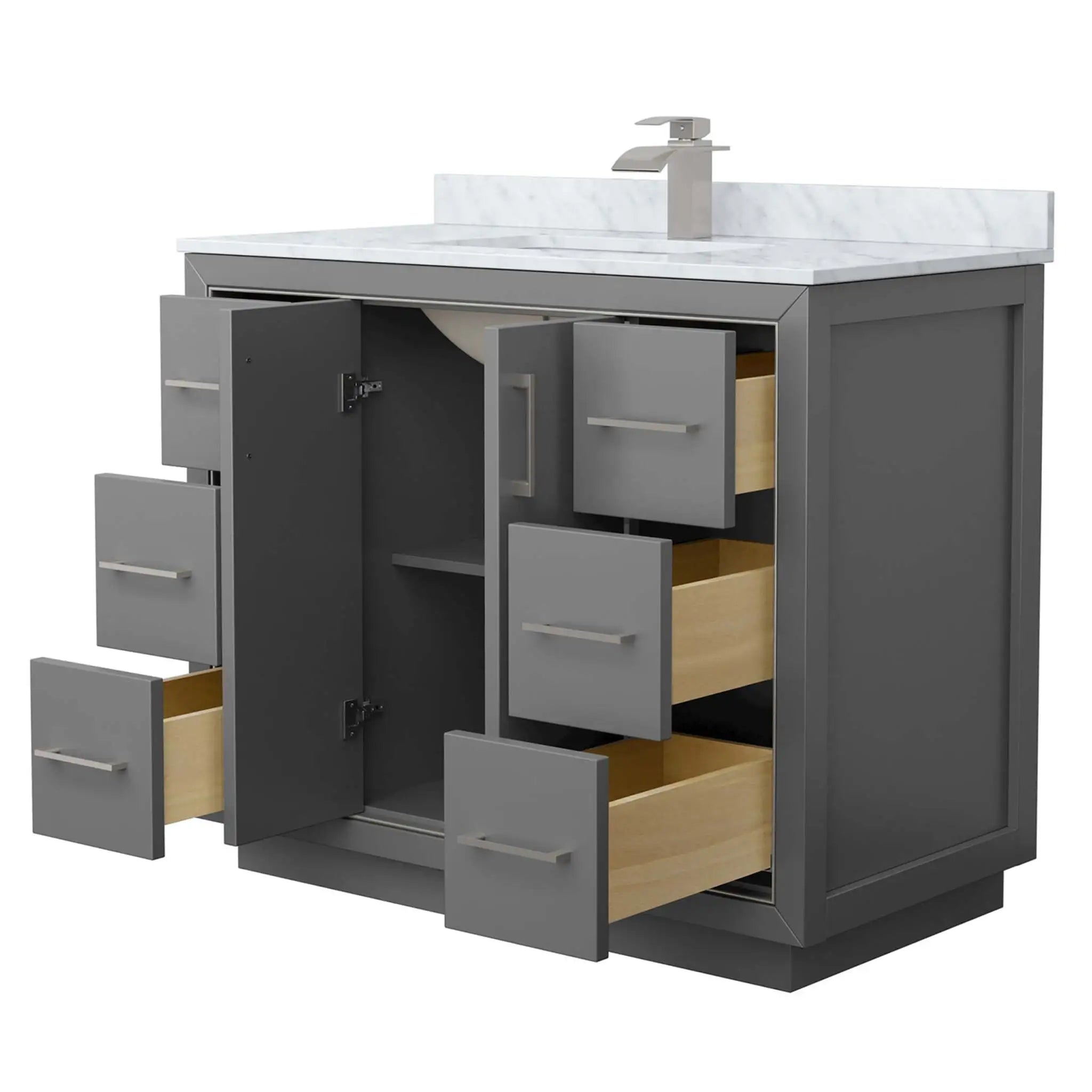 42" Icon Single Bathroom Vanity in Dark Gray with Brushed Nickel Trim by Wyndham