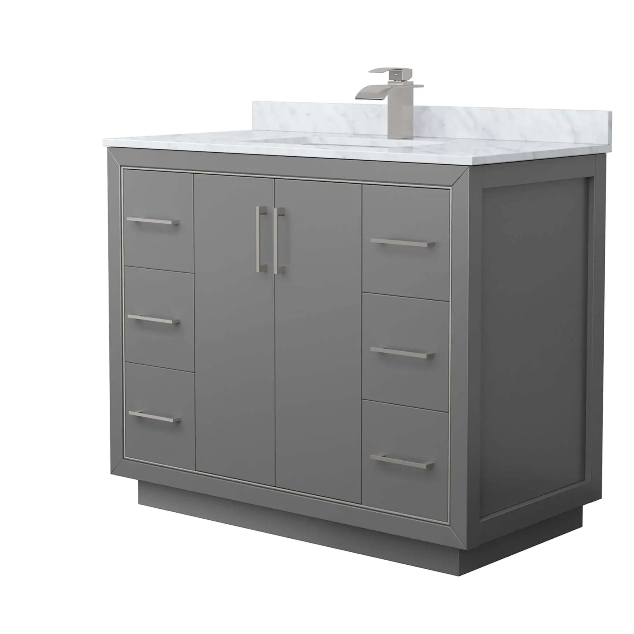 42" Icon Single Bathroom Vanity in Dark Gray with Brushed Nickel Trim by Wyndham