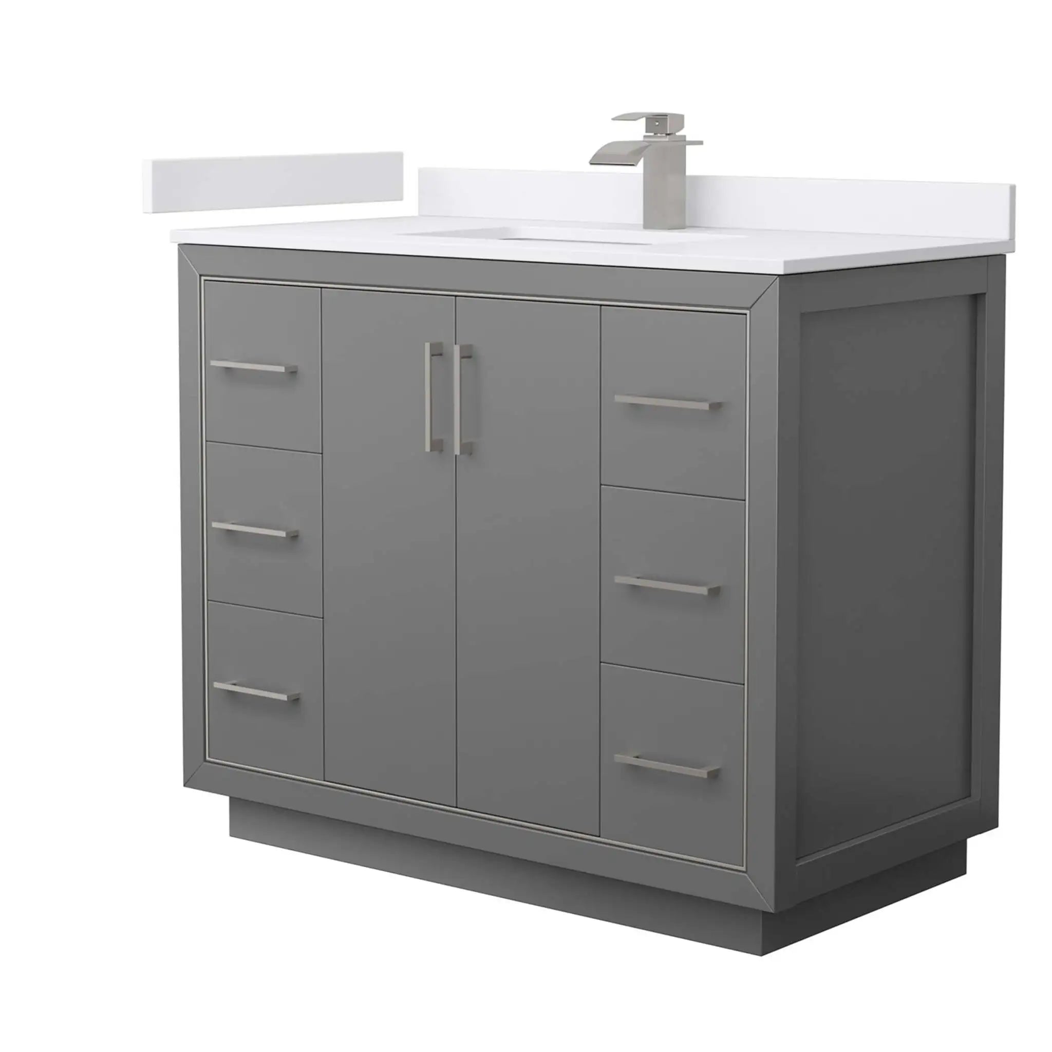 42" Icon Single Bathroom Vanity in Dark Gray with Brushed Nickel Trim by Wyndham