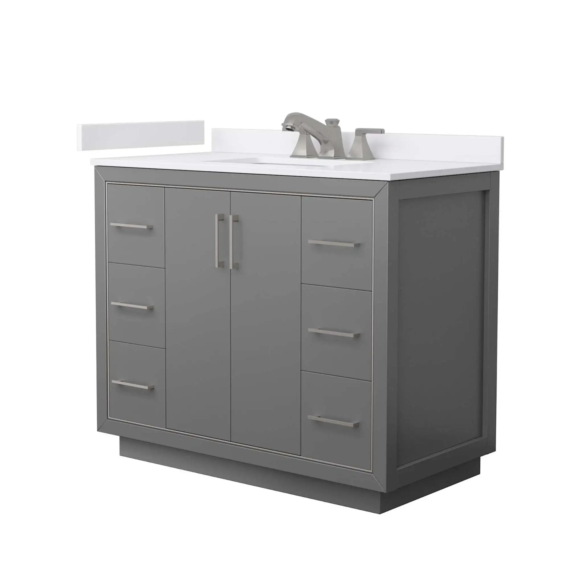 42" Icon Single Bathroom Vanity in Dark Gray with Brushed Nickel Trim by Wyndham