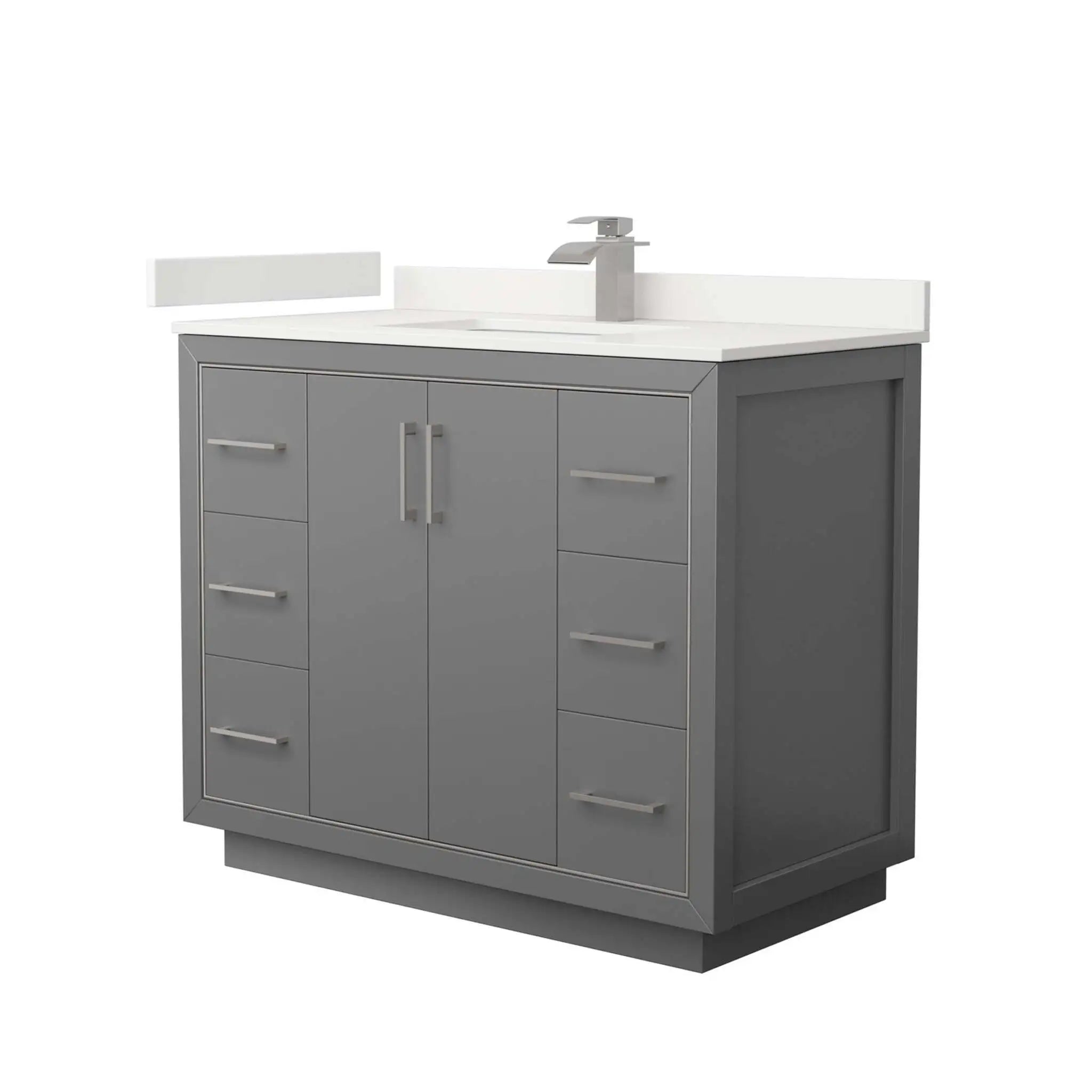42" Icon Single Bathroom Vanity in Dark Gray with Brushed Nickel Trim by Wyndham