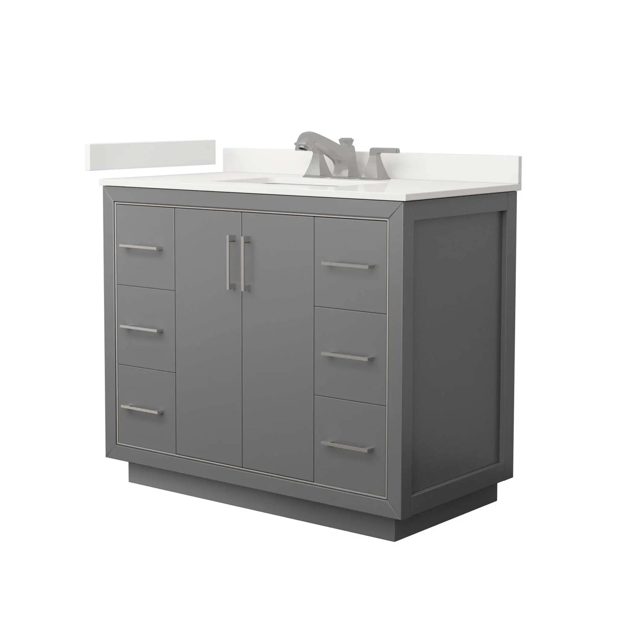 42" Icon Single Bathroom Vanity in Dark Gray with Brushed Nickel Trim by Wyndham