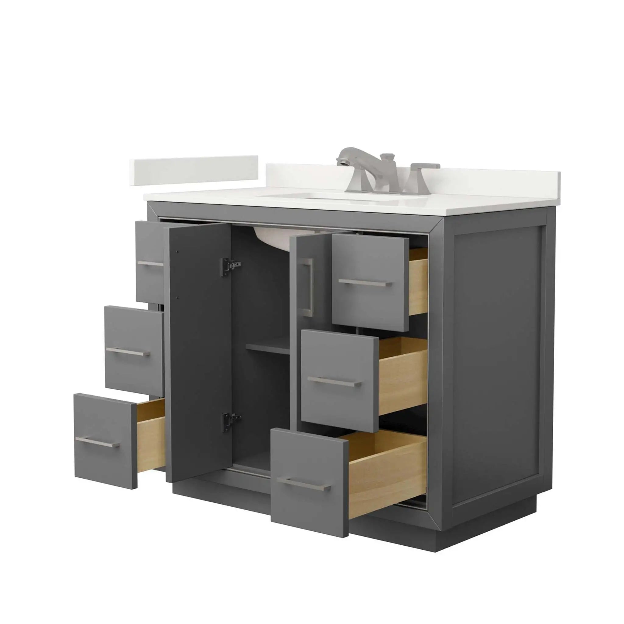 42" Icon Single Bathroom Vanity in Dark Gray with Brushed Nickel Trim by Wyndham