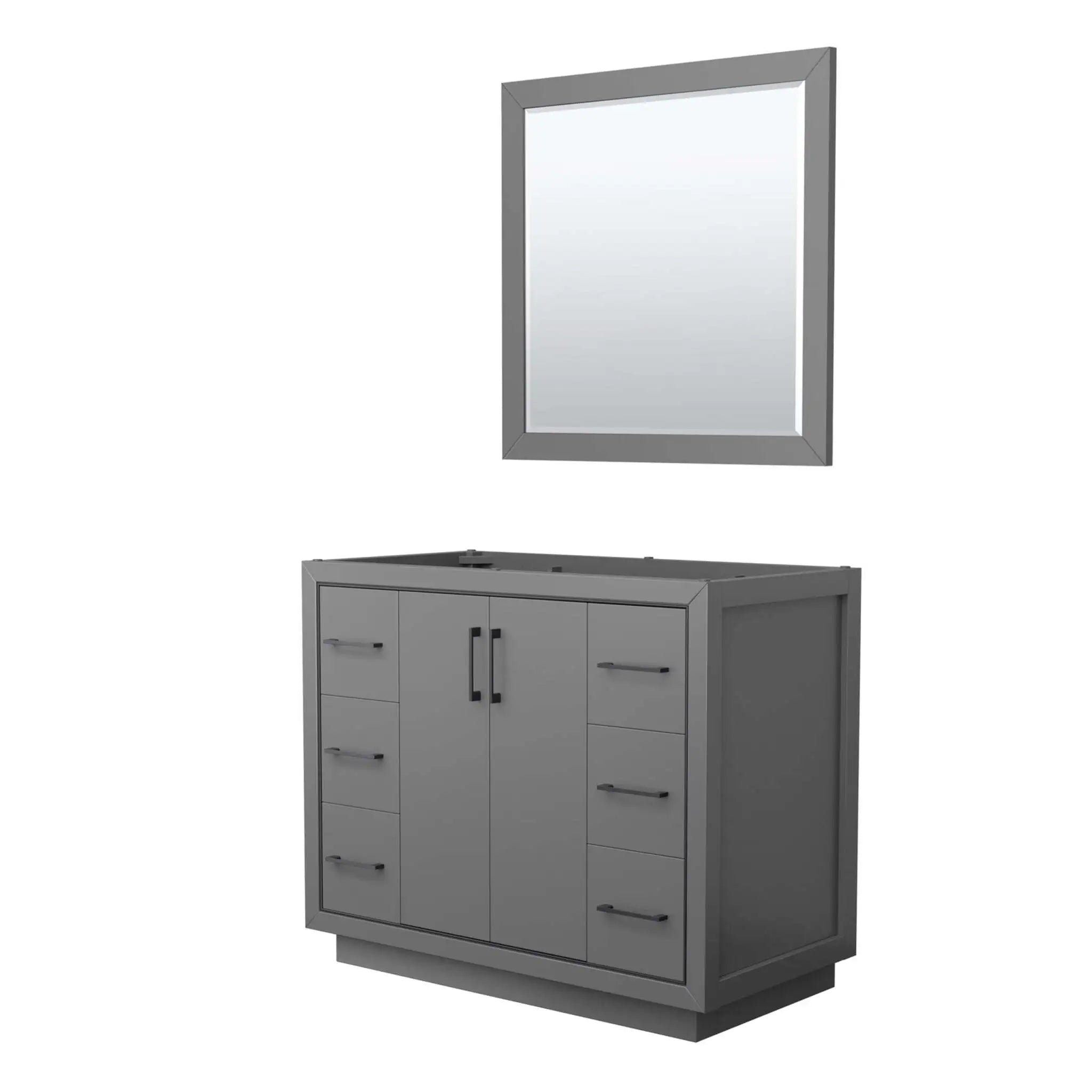 42" Icon Single Bathroom Vanity in Dark Gray with Matte Black Trim & 34" Mirror by Wyndham
