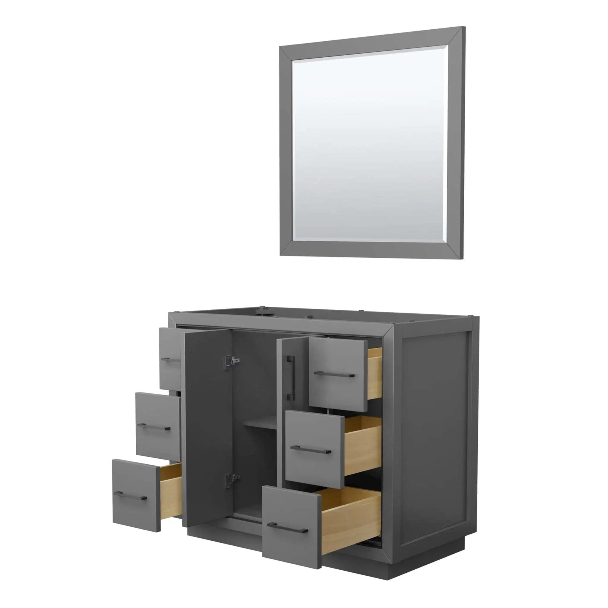 42" Icon Single Bathroom Vanity in Dark Gray with Matte Black Trim & 34" Mirror by Wyndham