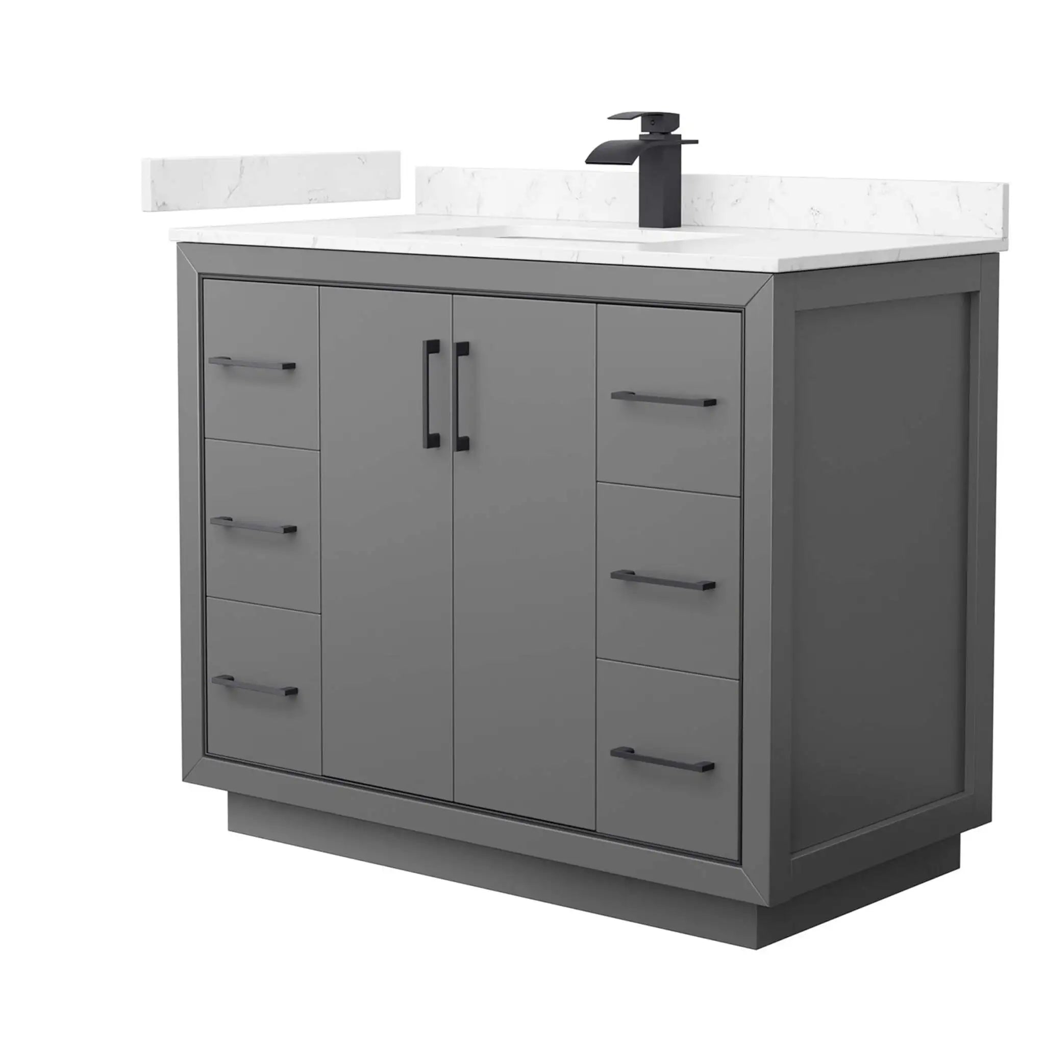 42" Icon Single Bathroom Vanity in Dark Gray with Matte Black Trim by Wyndham