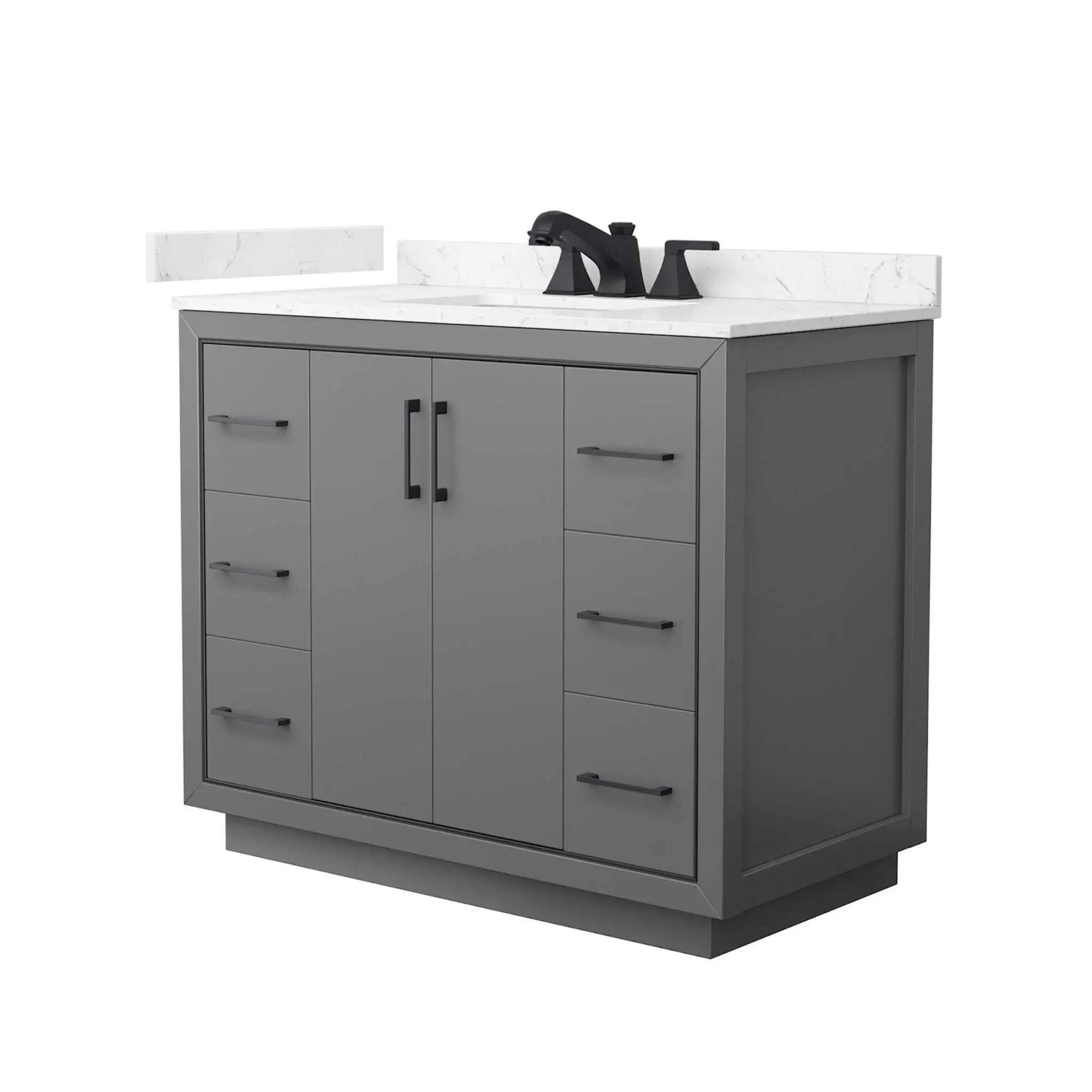 42" Icon Single Bathroom Vanity in Dark Gray with Matte Black Trim by Wyndham