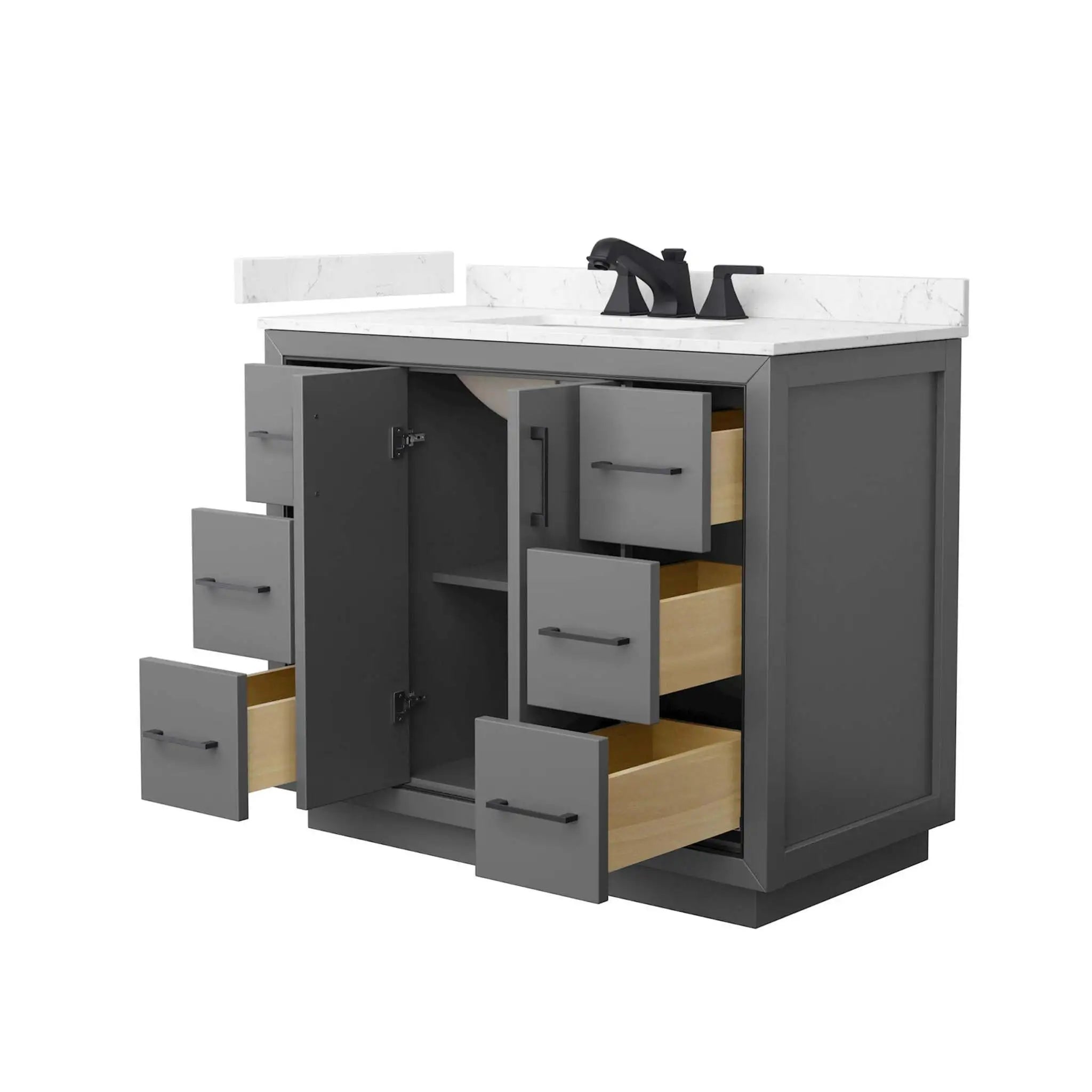 42" Icon Single Bathroom Vanity in Dark Gray with Matte Black Trim by Wyndham
