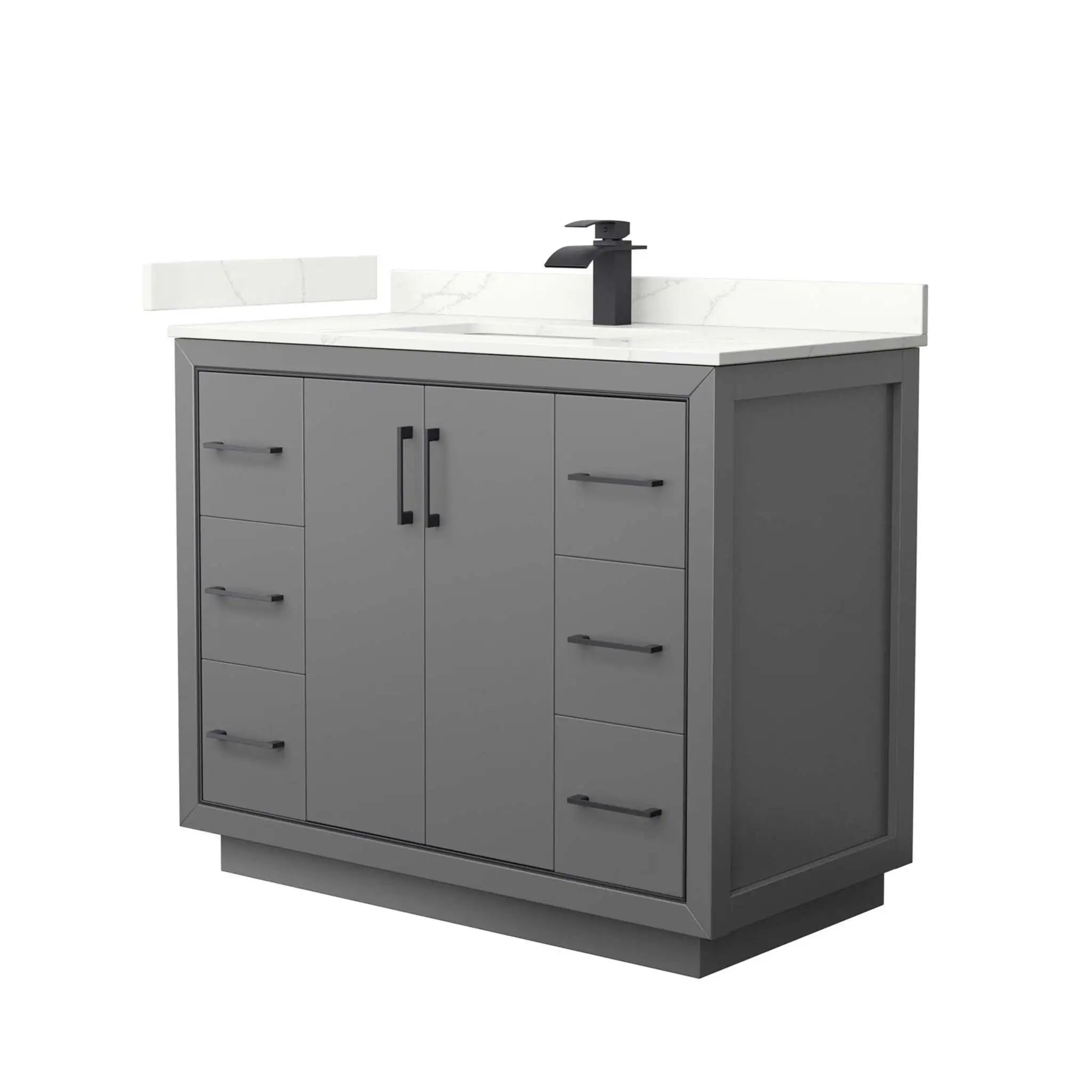 42" Icon Single Bathroom Vanity in Dark Gray with Matte Black Trim by Wyndham