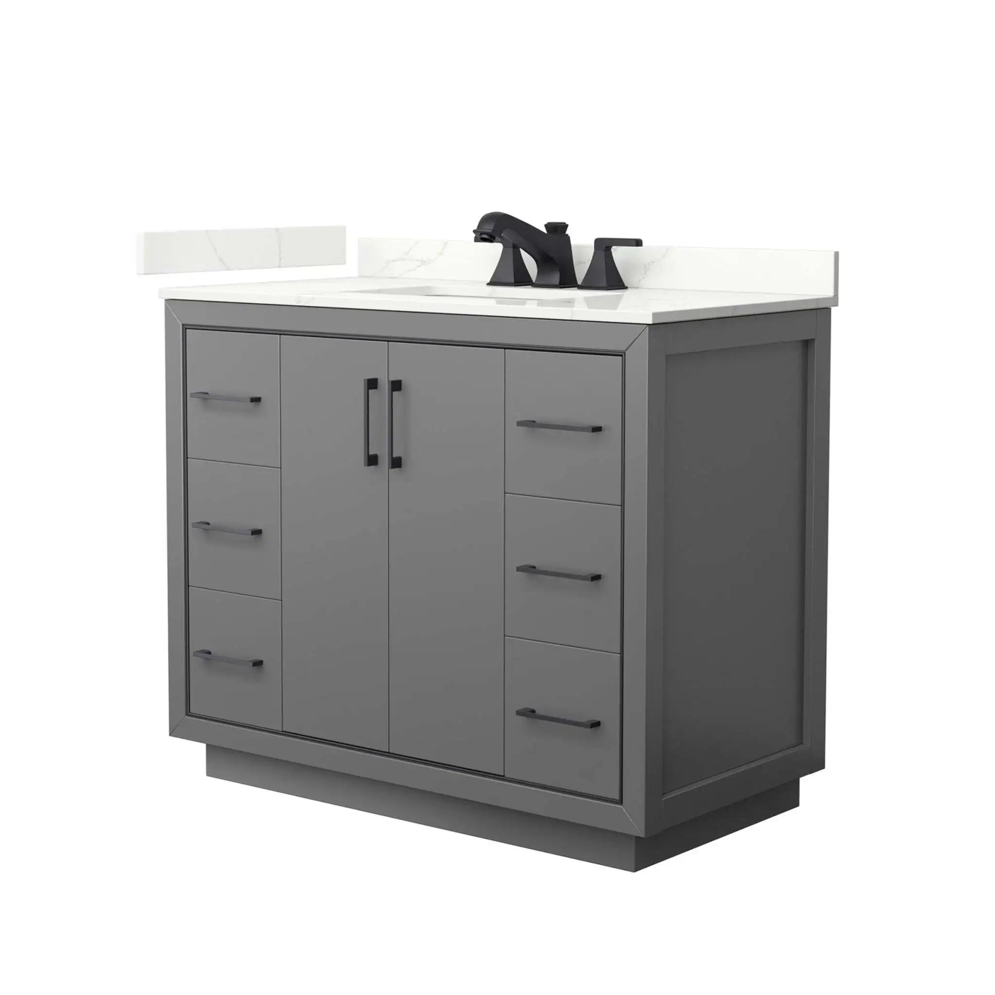 42" Icon Single Bathroom Vanity in Dark Gray with Matte Black Trim by Wyndham