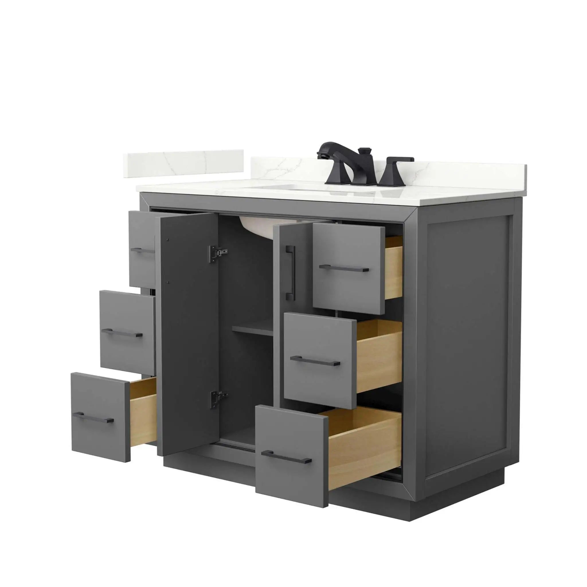 42" Icon Single Bathroom Vanity in Dark Gray with Matte Black Trim by Wyndham