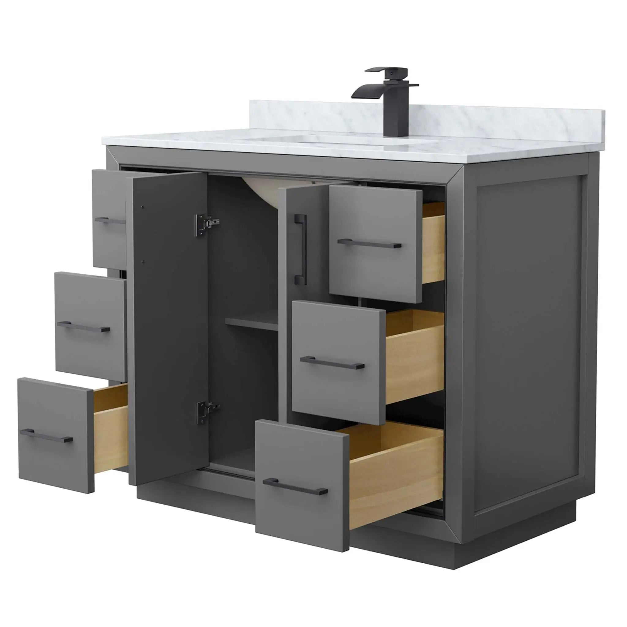 42" Icon Single Bathroom Vanity in Dark Gray with Matte Black Trim by Wyndham
