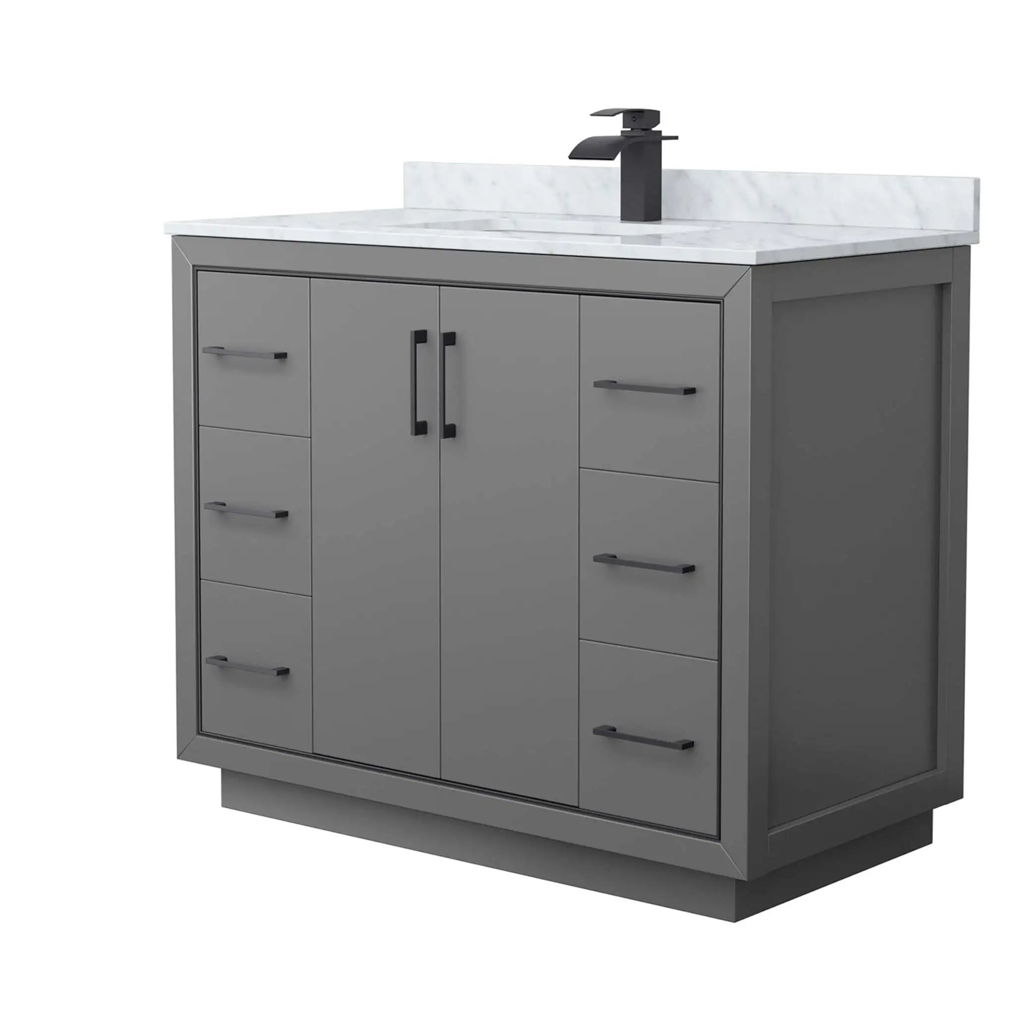 42" Icon Single Bathroom Vanity in Dark Gray with Matte Black Trim by Wyndham