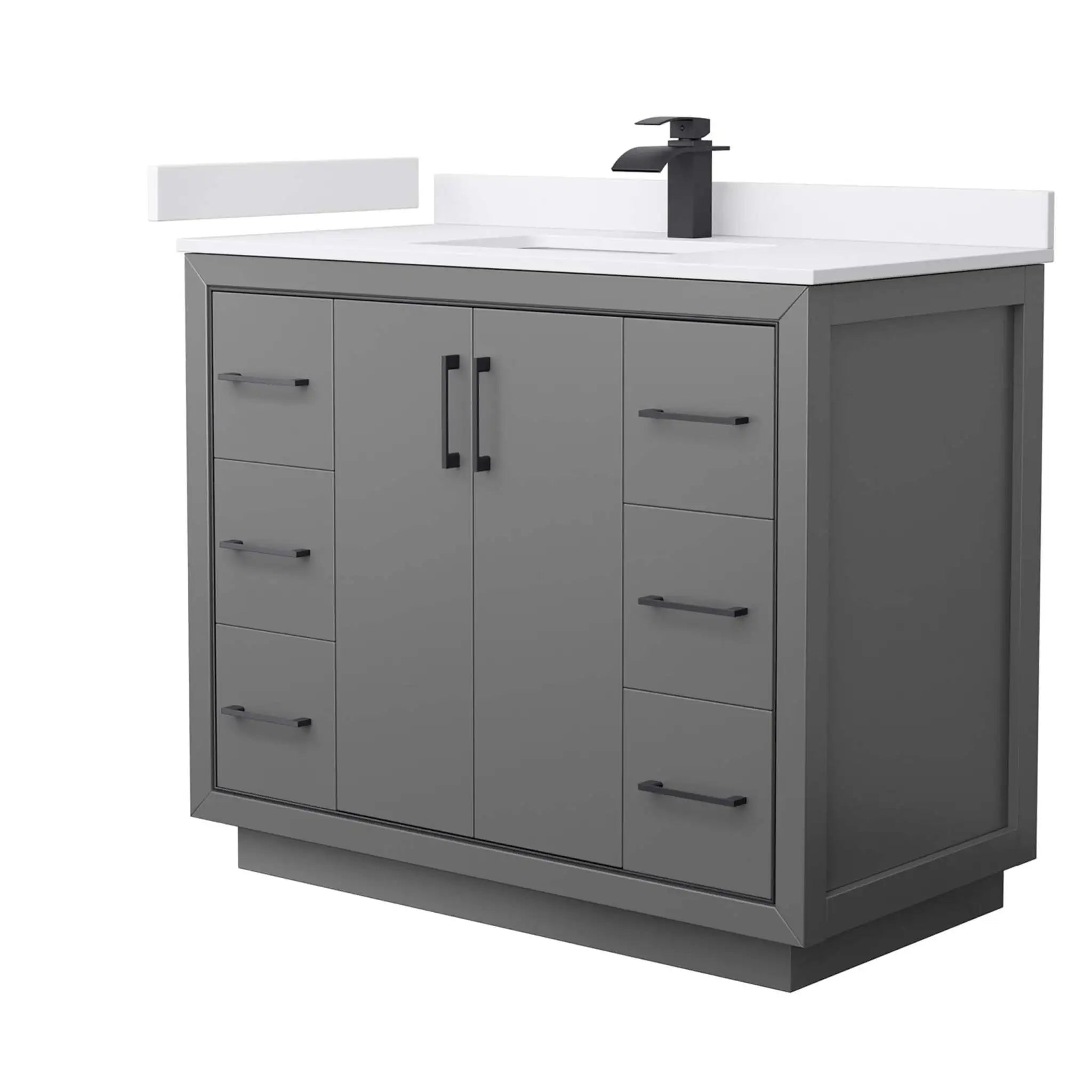 42" Icon Single Bathroom Vanity in Dark Gray with Matte Black Trim by Wyndham