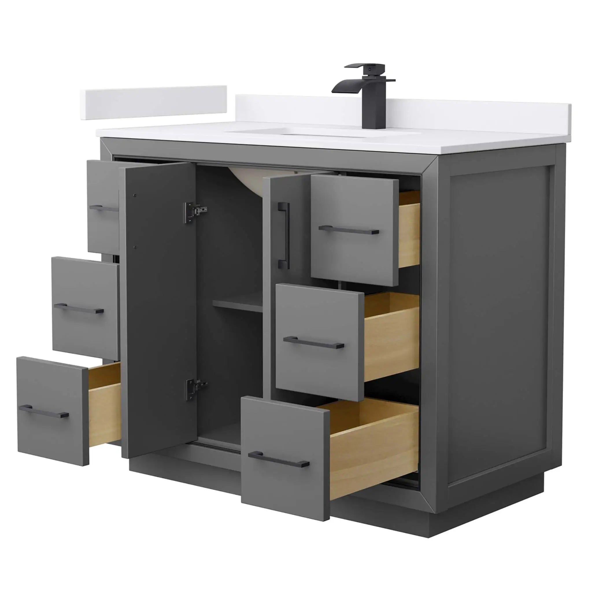 42" Icon Single Bathroom Vanity in Dark Gray with Matte Black Trim by Wyndham