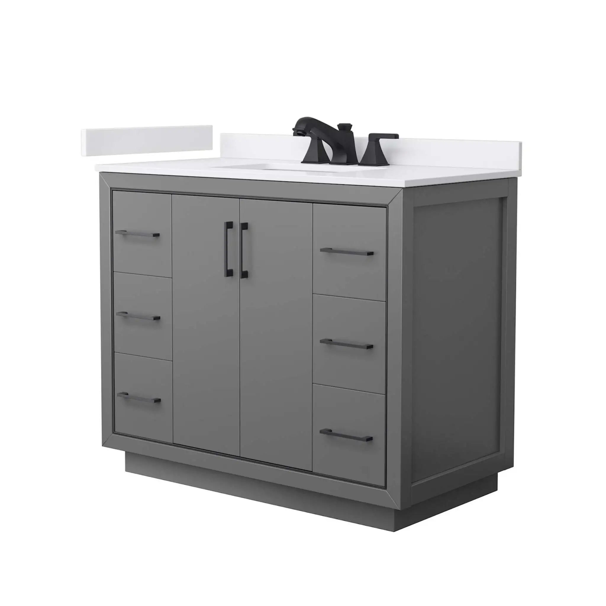 42" Icon Single Bathroom Vanity in Dark Gray with Matte Black Trim by Wyndham
