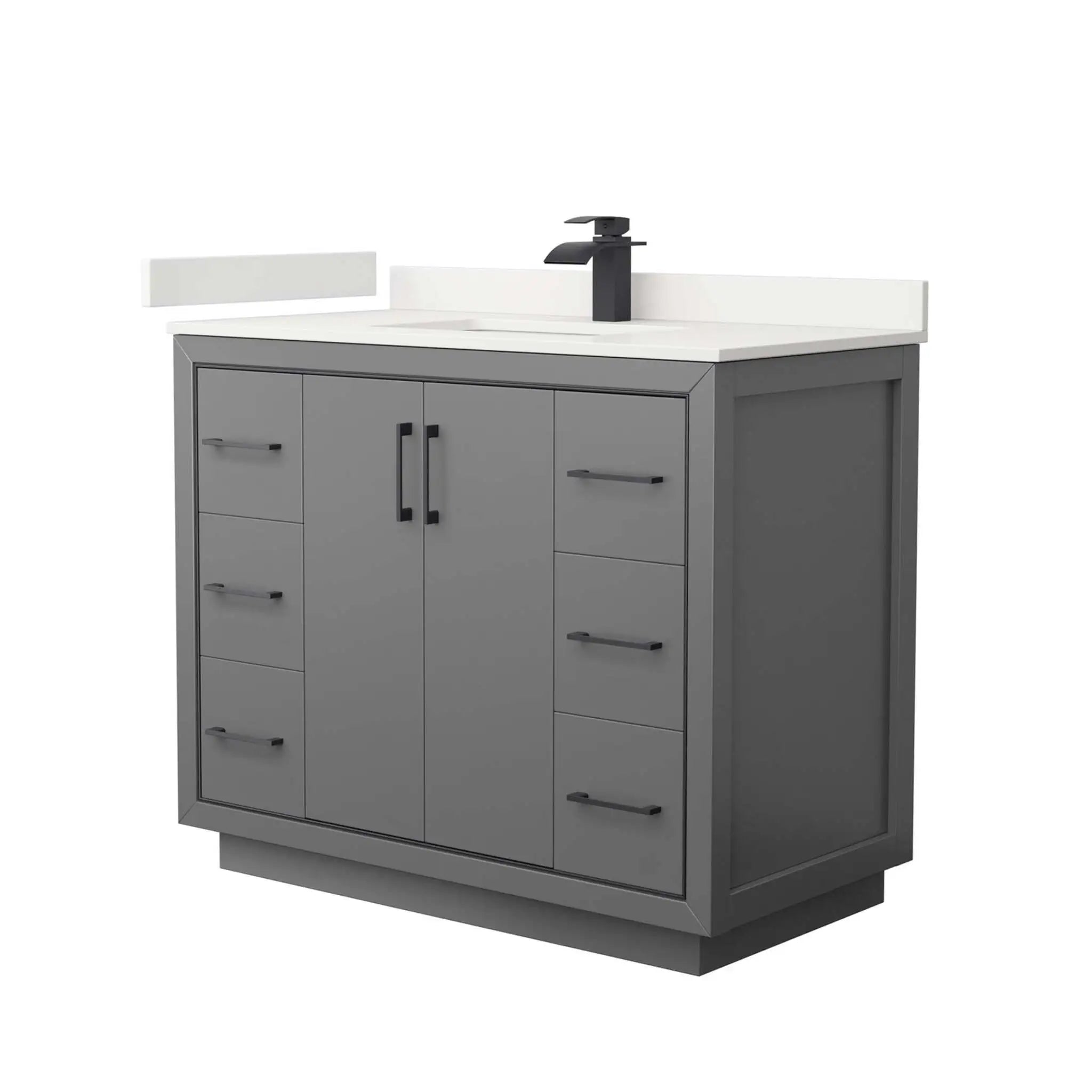 42" Icon Single Bathroom Vanity in Dark Gray with Matte Black Trim by Wyndham