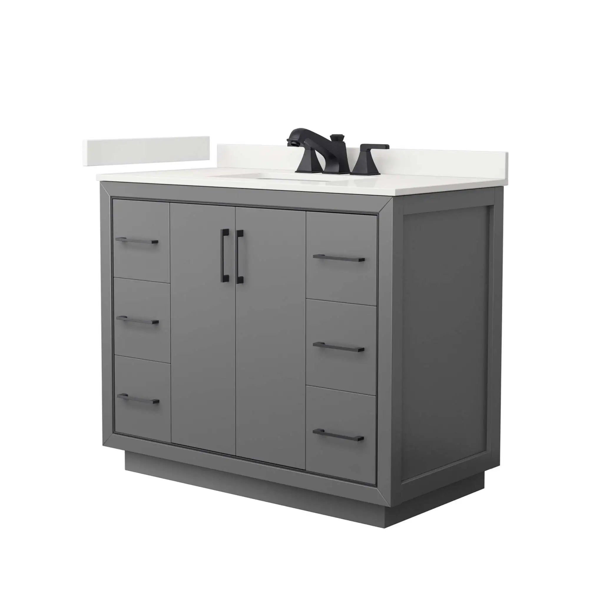 42" Icon Single Bathroom Vanity in Dark Gray with Matte Black Trim by Wyndham