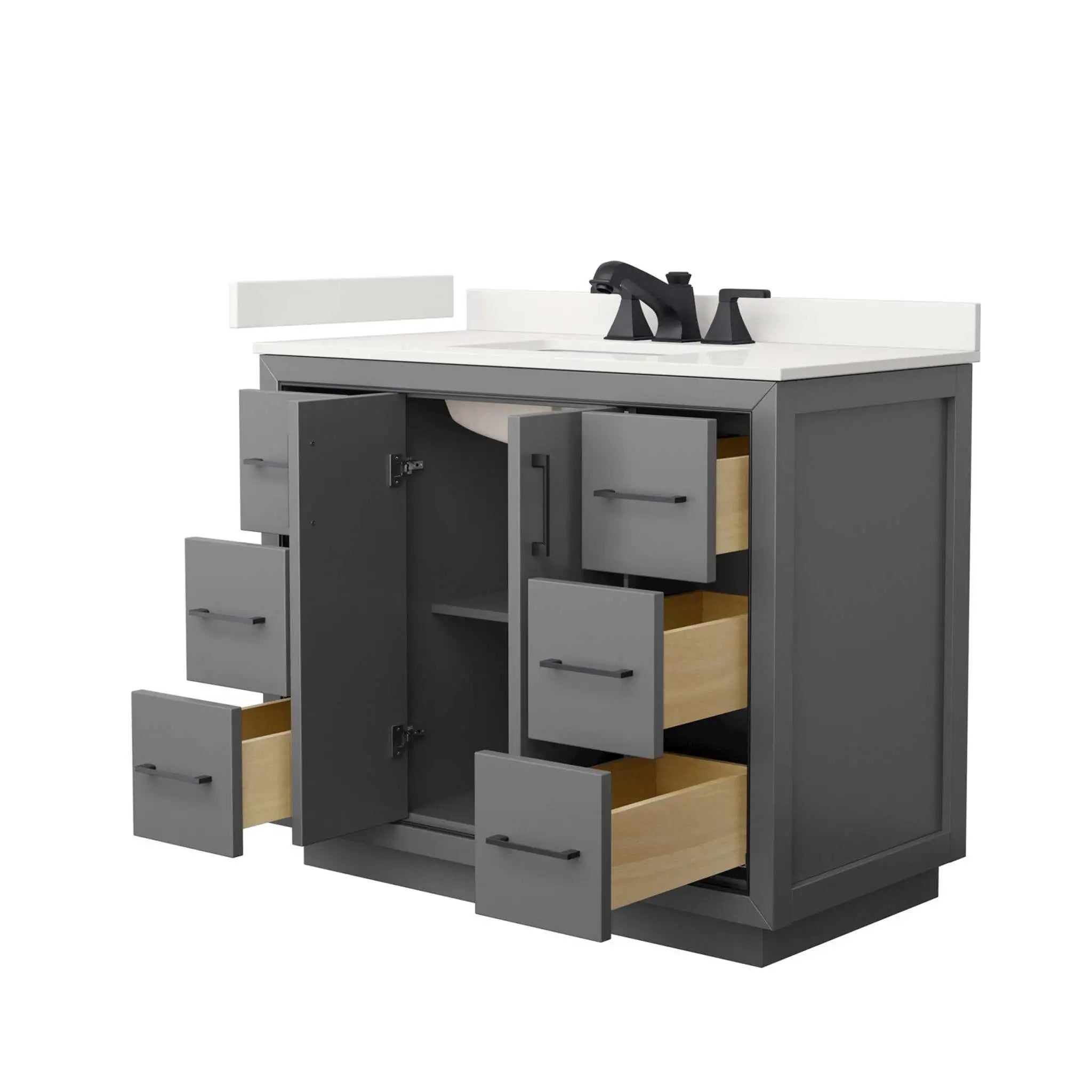 42" Icon Single Bathroom Vanity in Dark Gray with Matte Black Trim by Wyndham