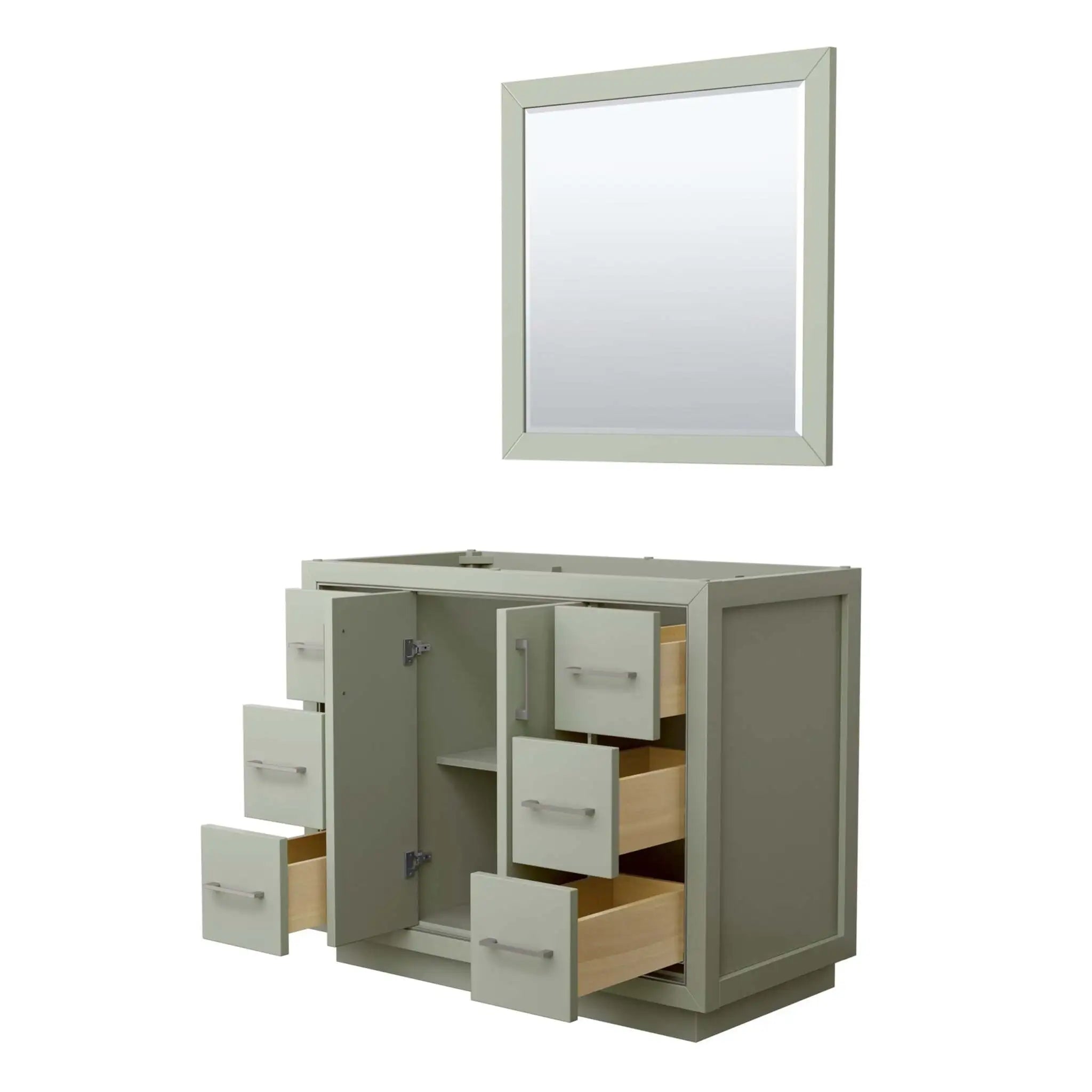42" Icon Single Bathroom Vanity in Light Green with Brushed Nickel Trim & 34" Mirror by Wyndham