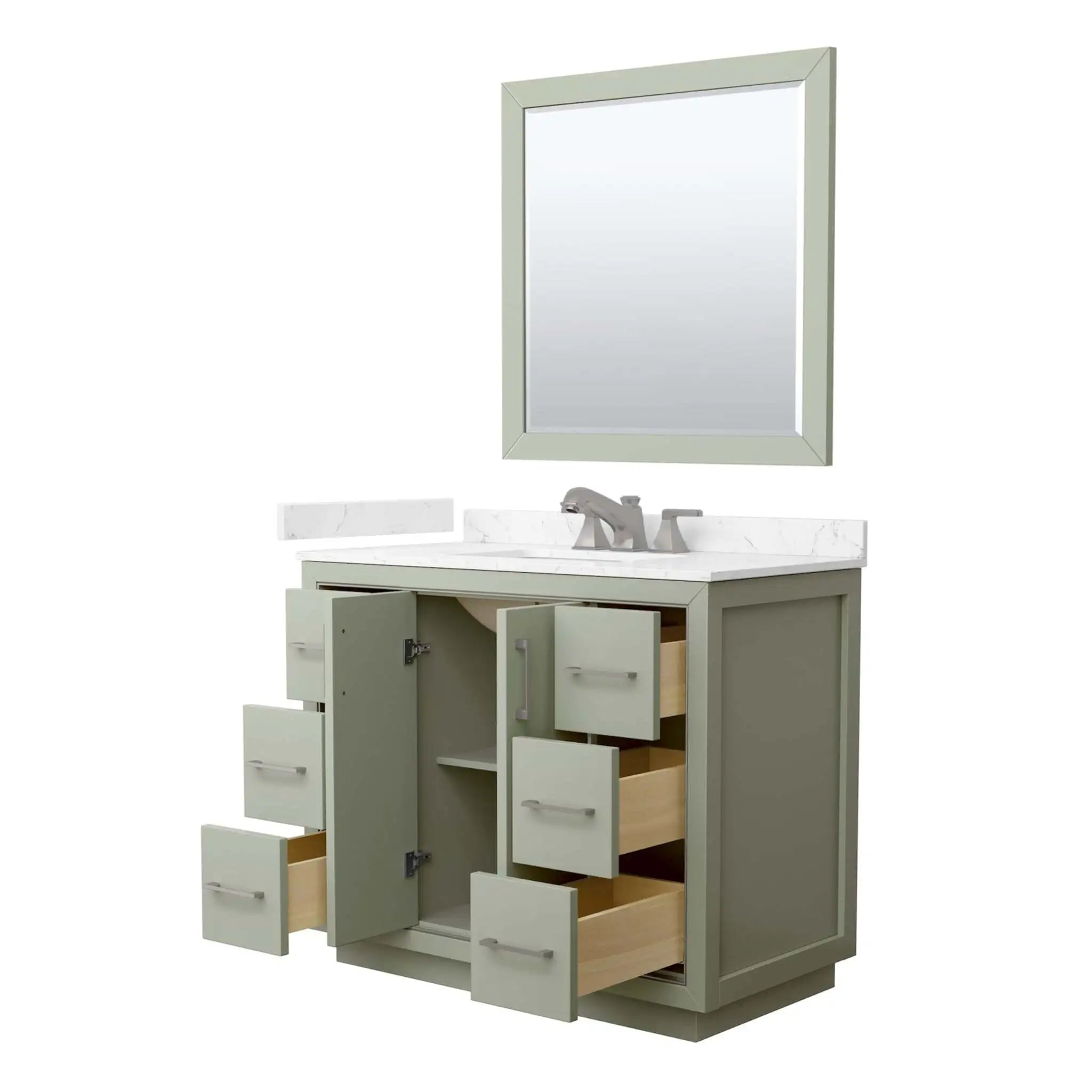 42" Icon Single Bathroom Vanity in Light Green with Brushed Nickel Trim & 34" Mirror by Wyndham