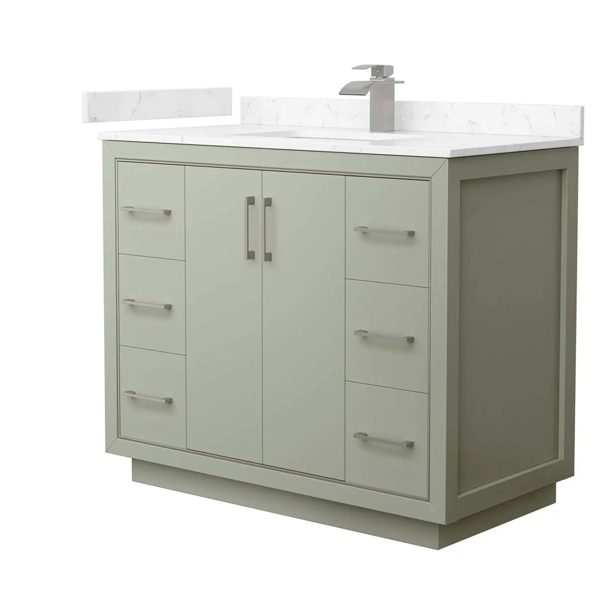 42" Icon Single Bathroom Vanity in Light Green with Brushed Nickel Trim by Wyndham