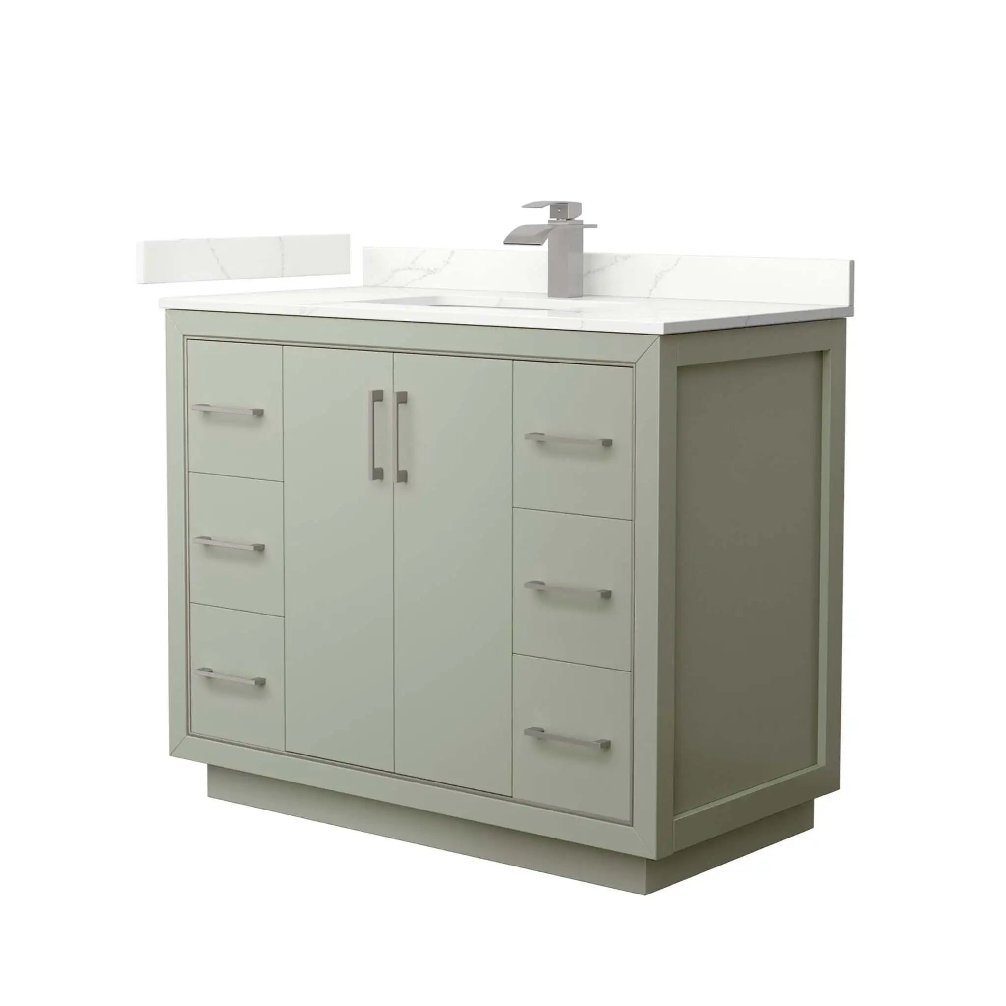 42" Icon Single Bathroom Vanity in Light Green with Brushed Nickel Trim by Wyndham