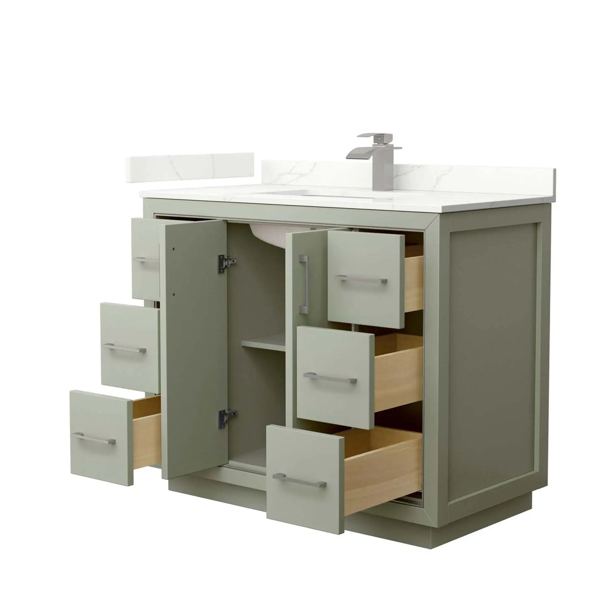 42" Icon Single Bathroom Vanity in Light Green with Brushed Nickel Trim by Wyndham
