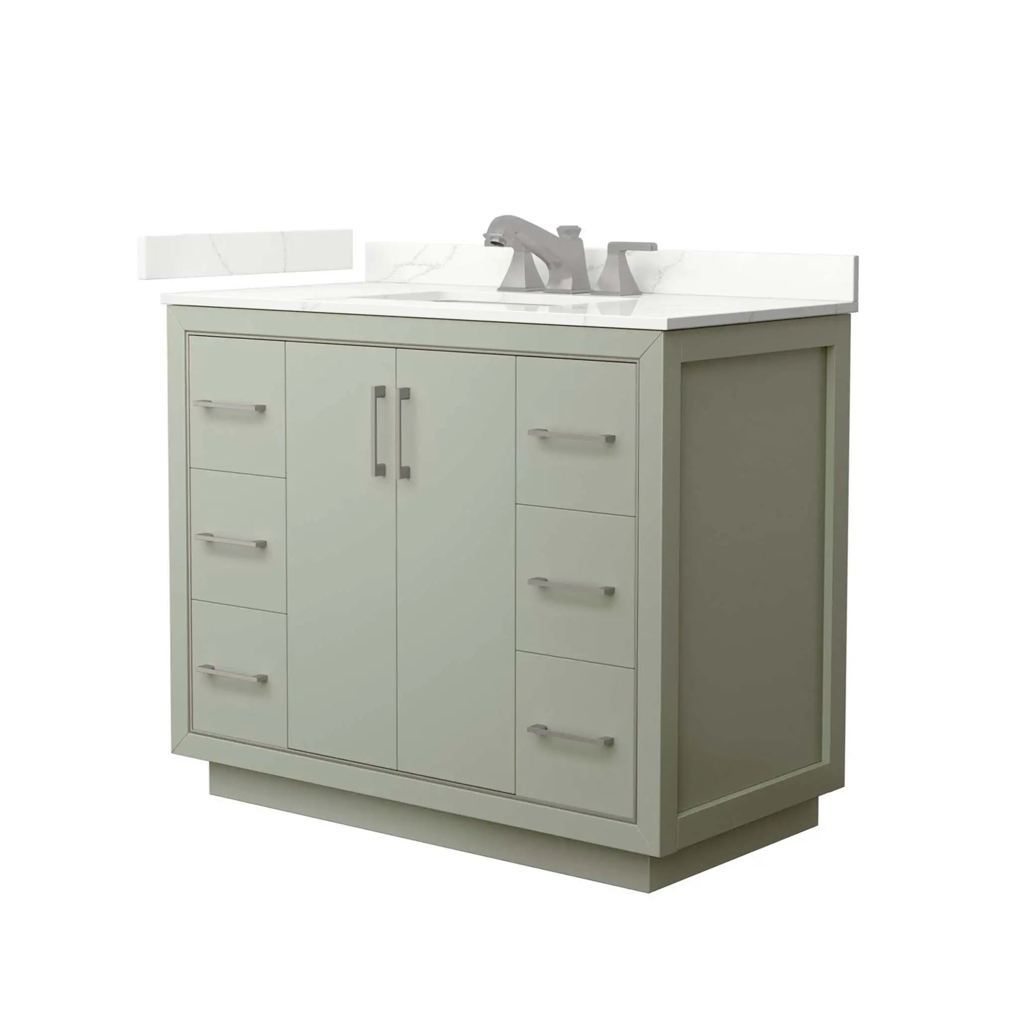 42" Icon Single Bathroom Vanity in Light Green with Brushed Nickel Trim by Wyndham