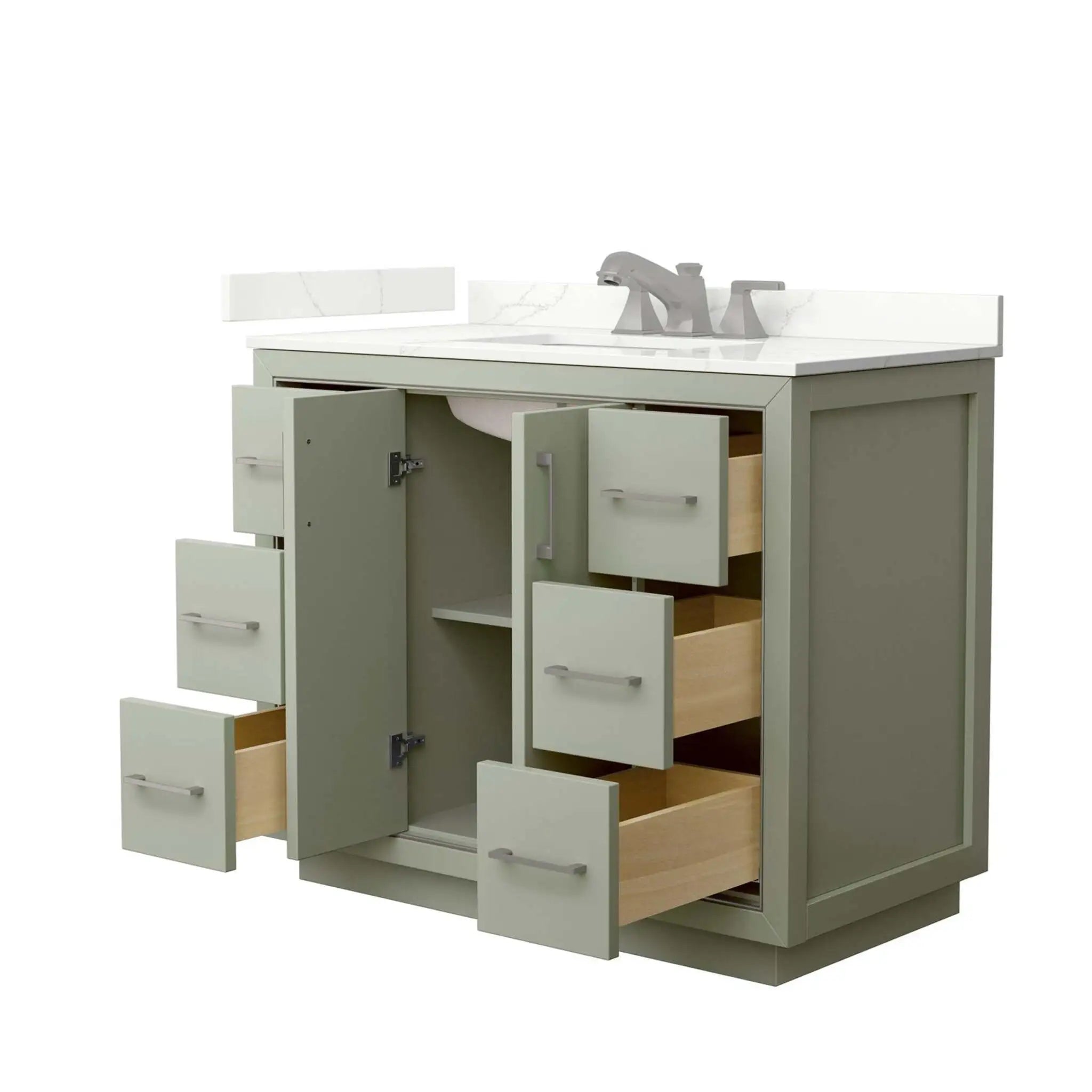 42" Icon Single Bathroom Vanity in Light Green with Brushed Nickel Trim by Wyndham