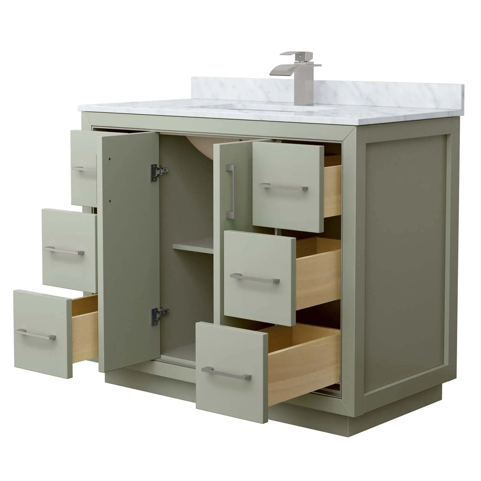 42" Icon Single Bathroom Vanity in Light Green with Brushed Nickel Trim by Wyndham