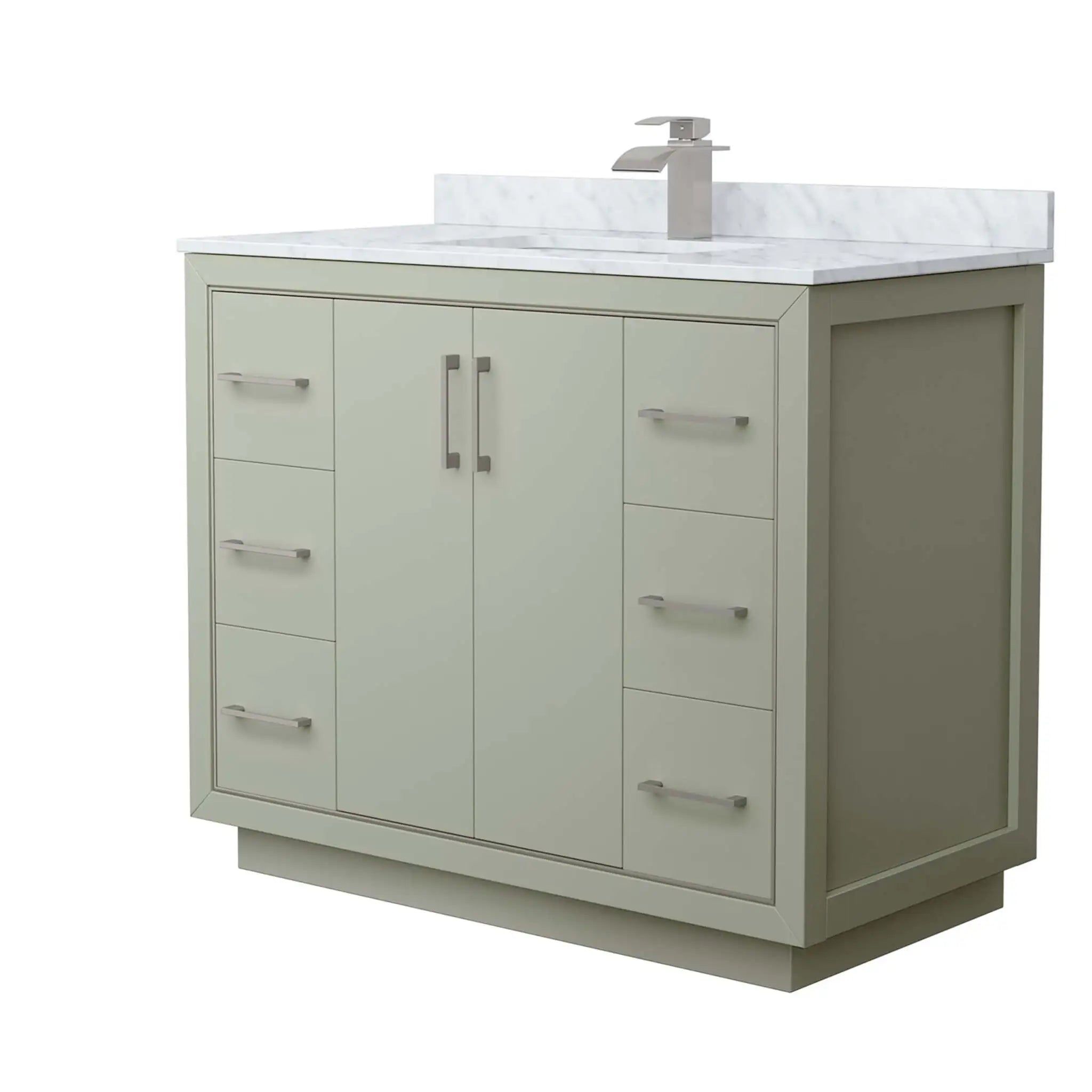 42" Icon Single Bathroom Vanity in Light Green with Brushed Nickel Trim by Wyndham