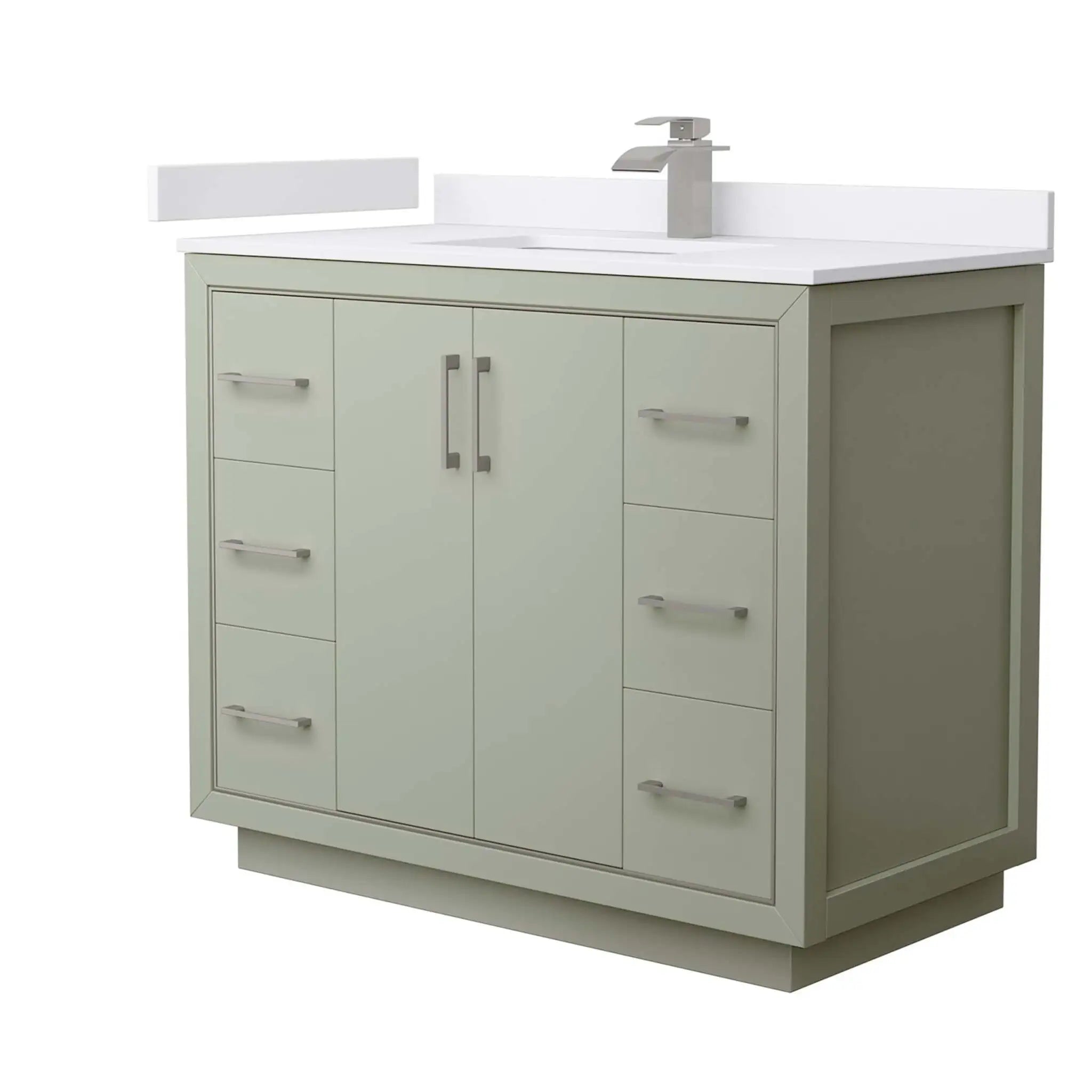 42" Icon Single Bathroom Vanity in Light Green with Brushed Nickel Trim by Wyndham