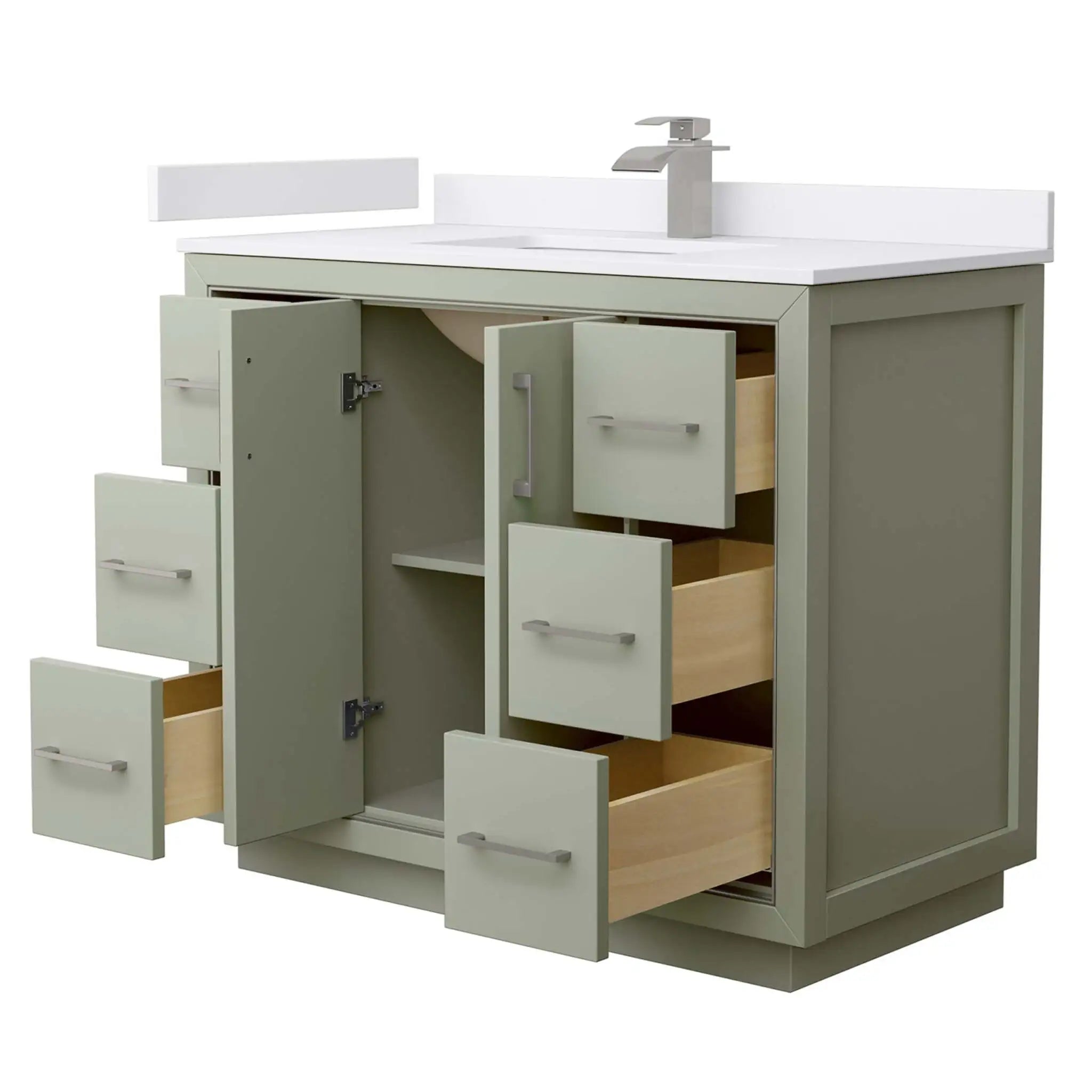 42" Icon Single Bathroom Vanity in Light Green with Brushed Nickel Trim by Wyndham