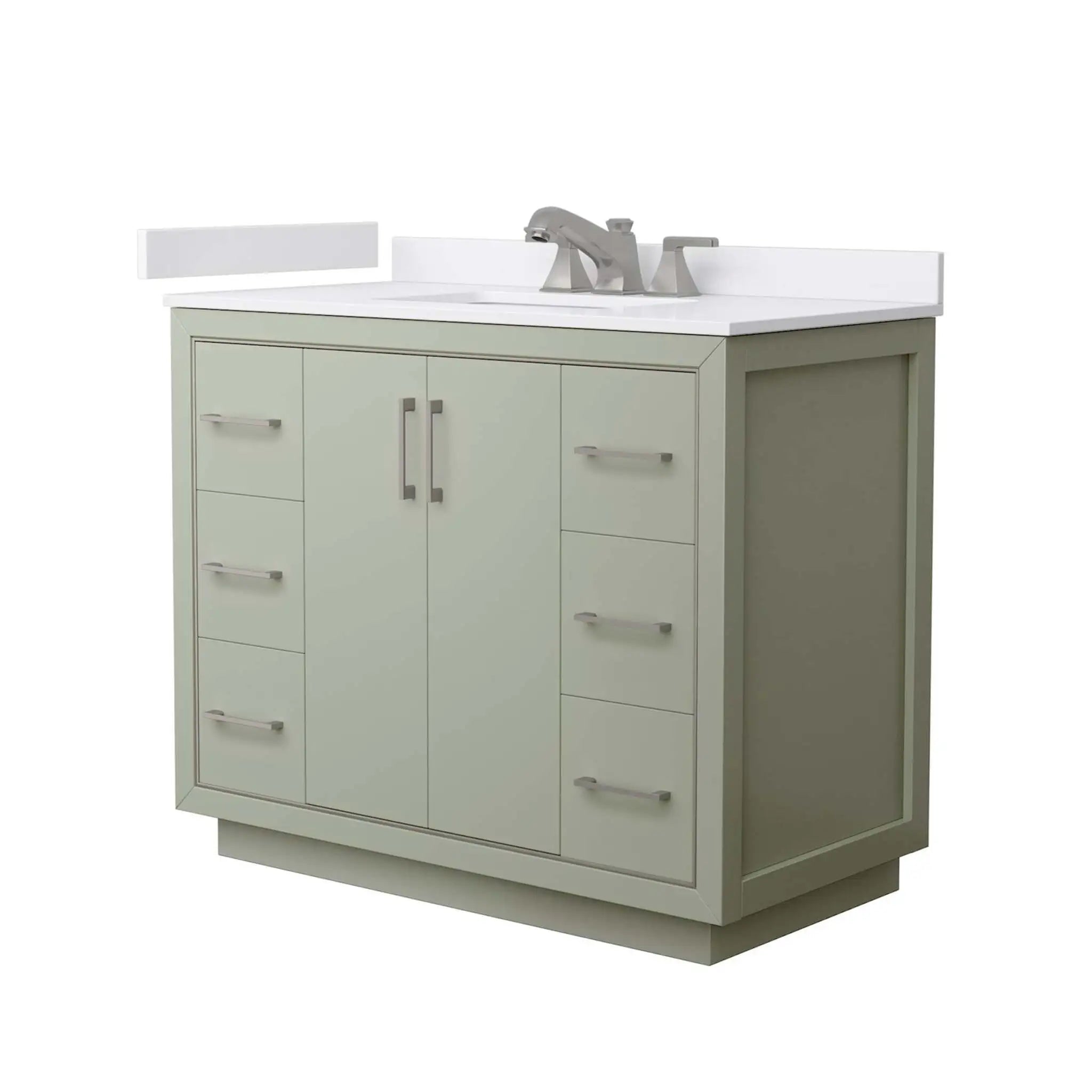 42" Icon Single Bathroom Vanity in Light Green with Brushed Nickel Trim by Wyndham