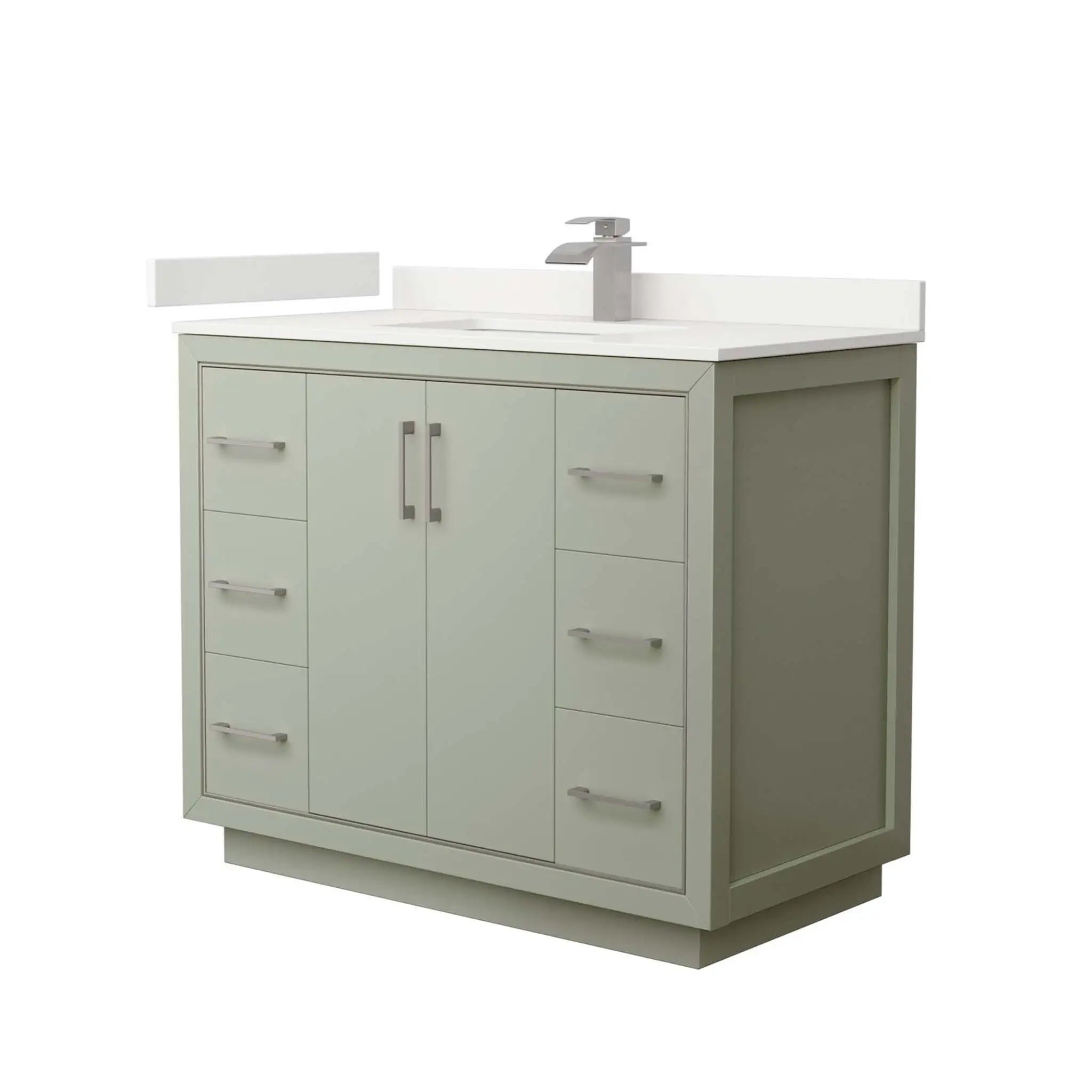 42" Icon Single Bathroom Vanity in Light Green with Brushed Nickel Trim by Wyndham