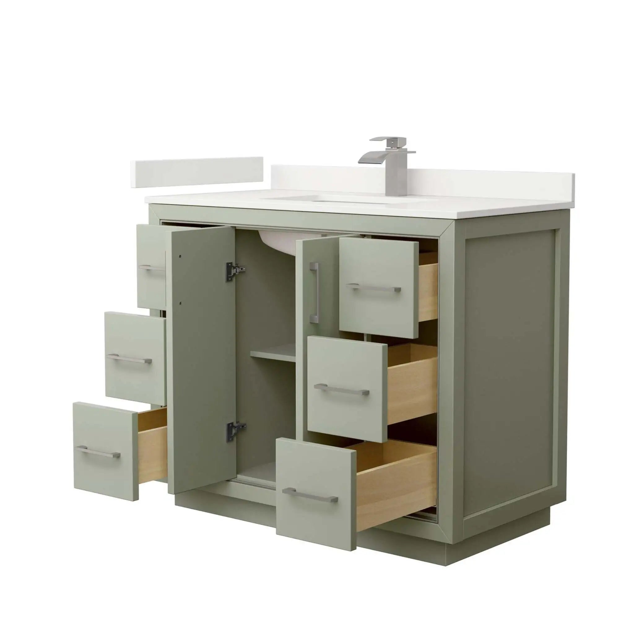 42" Icon Single Bathroom Vanity in Light Green with Brushed Nickel Trim by Wyndham