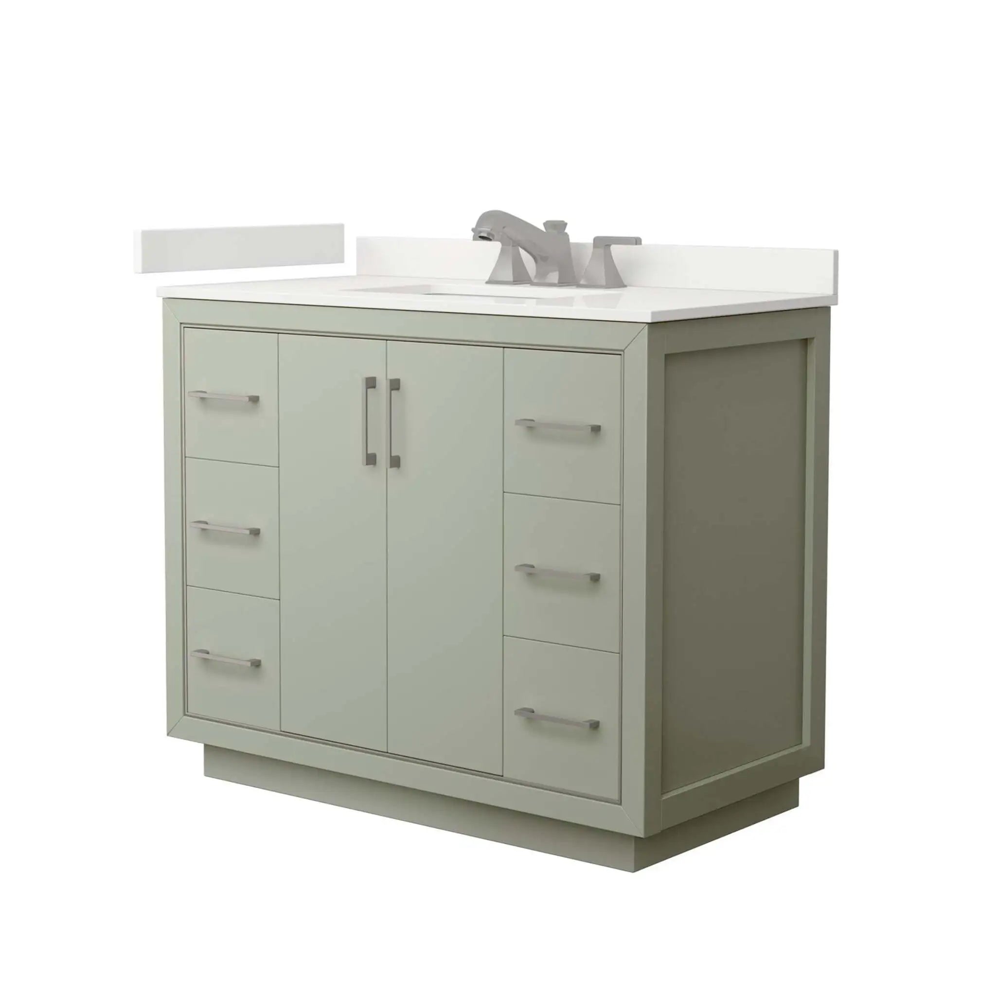 42" Icon Single Bathroom Vanity in Light Green with Brushed Nickel Trim by Wyndham