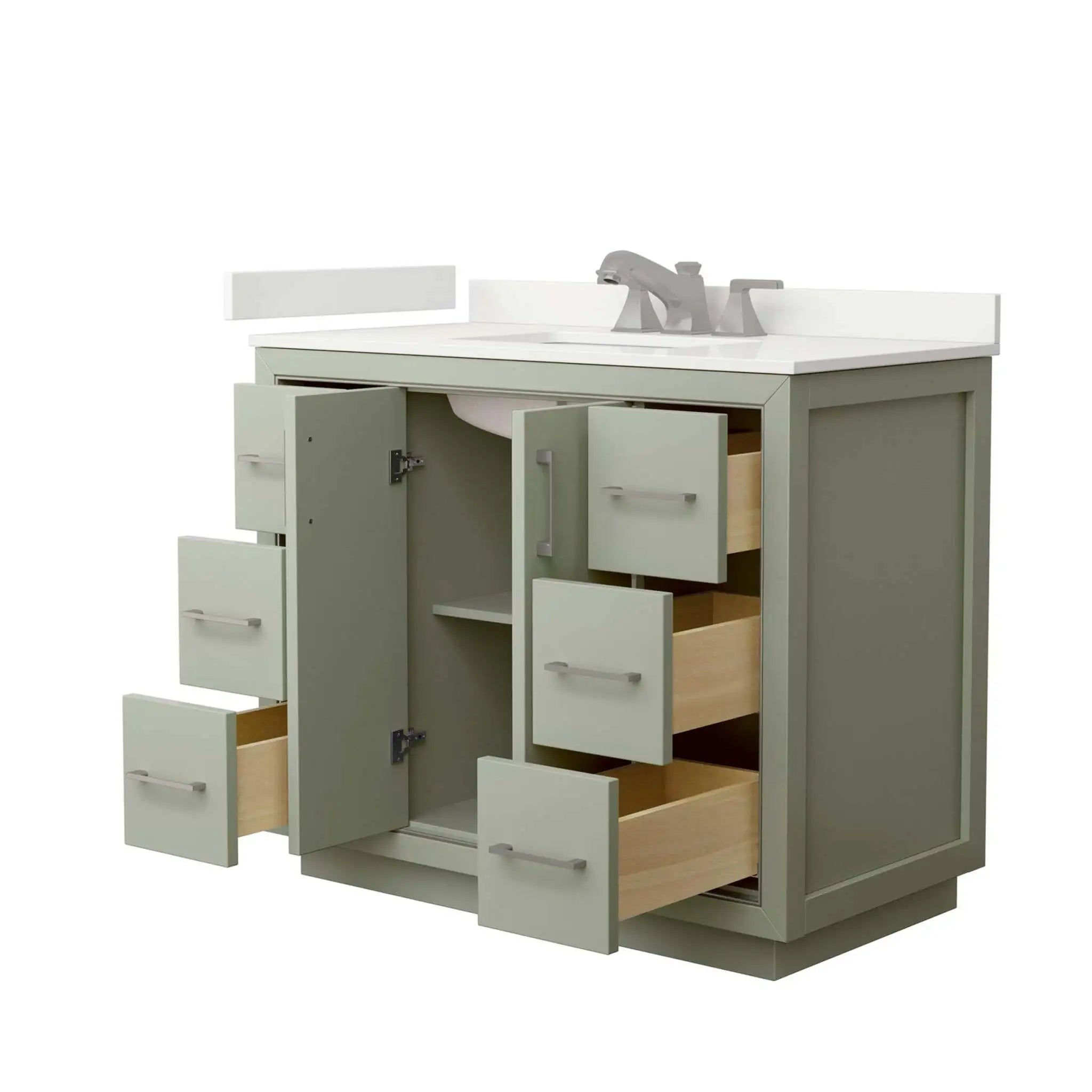 42" Icon Single Bathroom Vanity in Light Green with Brushed Nickel Trim by Wyndham
