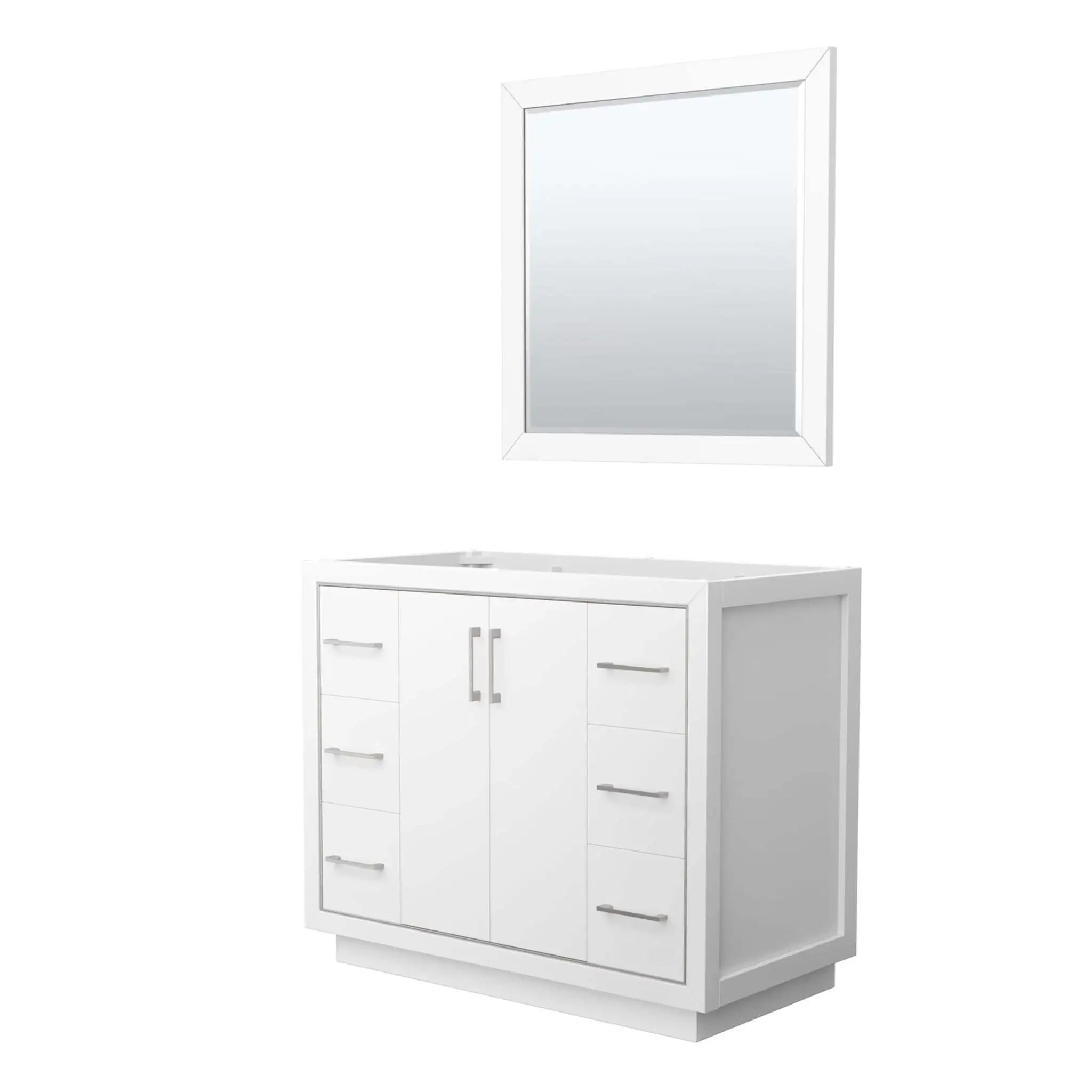 42" Icon Single Bathroom Vanity in White with Brushed Nickel Trim & 34" Mirror by Wyndham