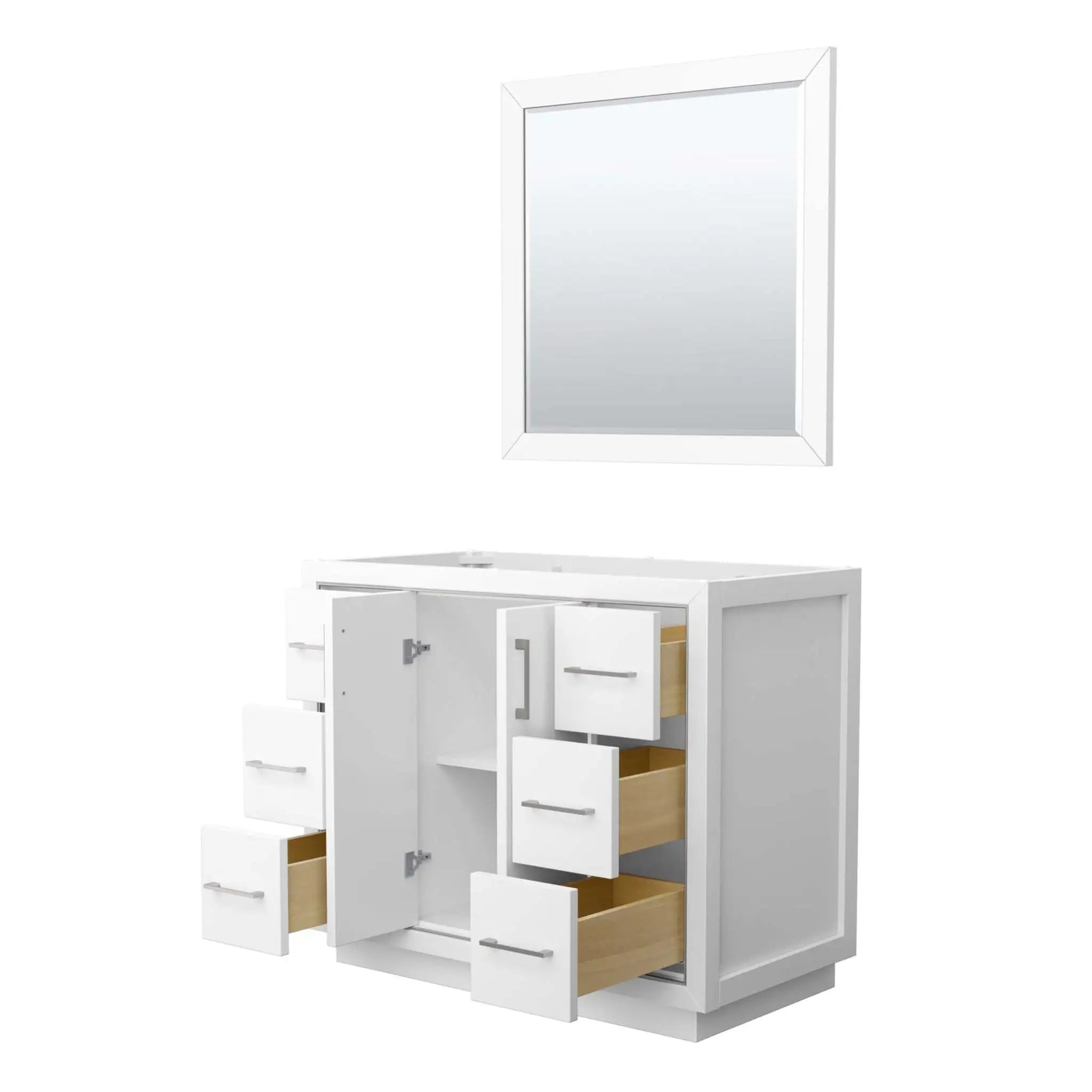 42" Icon Single Bathroom Vanity in White with Brushed Nickel Trim & 34" Mirror by Wyndham