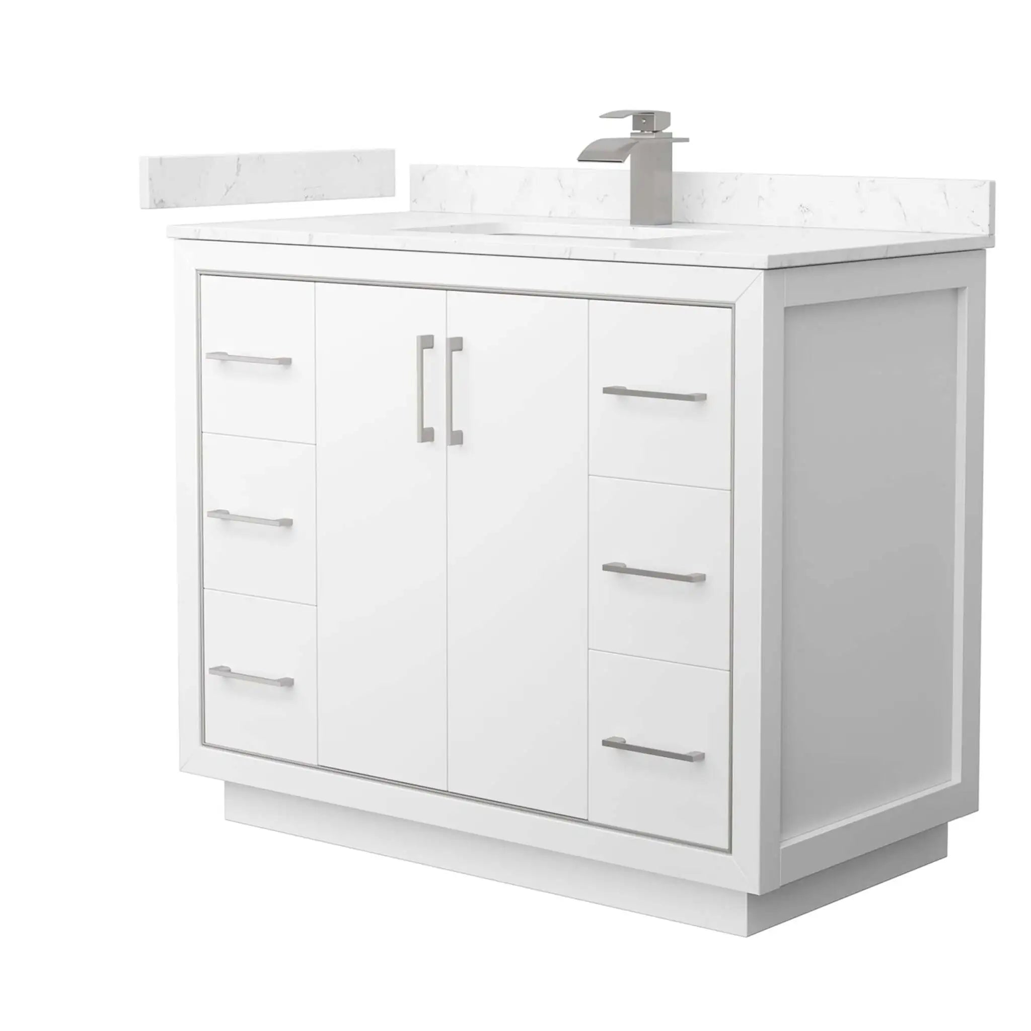 42" Icon Single Bathroom Vanity in White with Brushed Nickel Trim by Wyndham