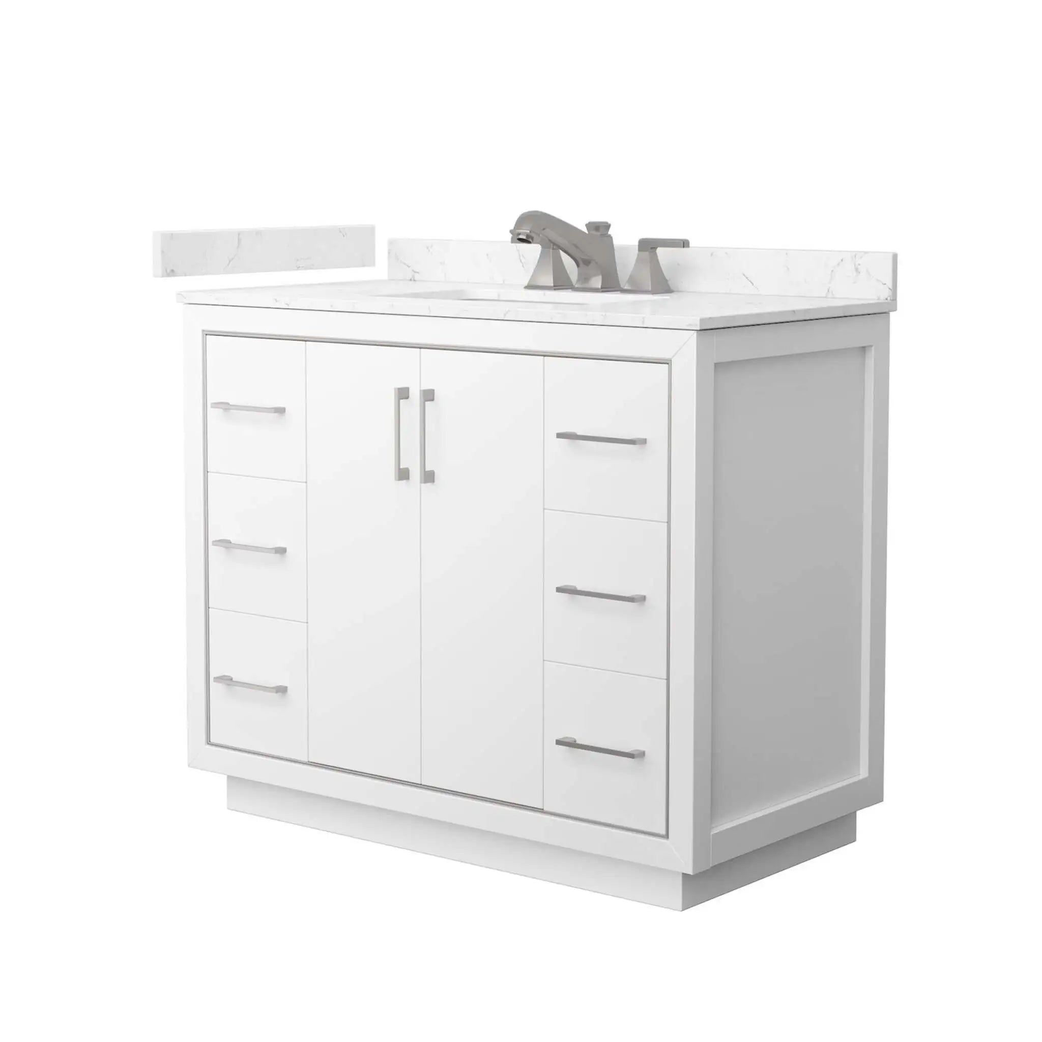 42" Icon Single Bathroom Vanity in White with Brushed Nickel Trim by Wyndham