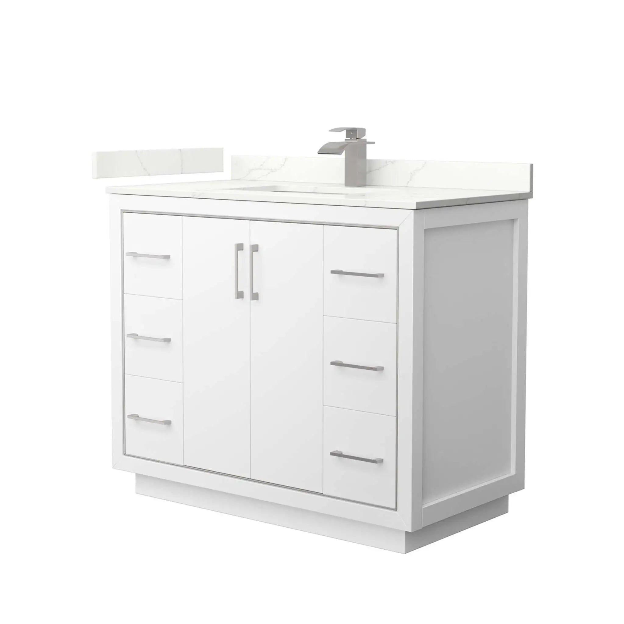 42" Icon Single Bathroom Vanity in White with Brushed Nickel Trim by Wyndham