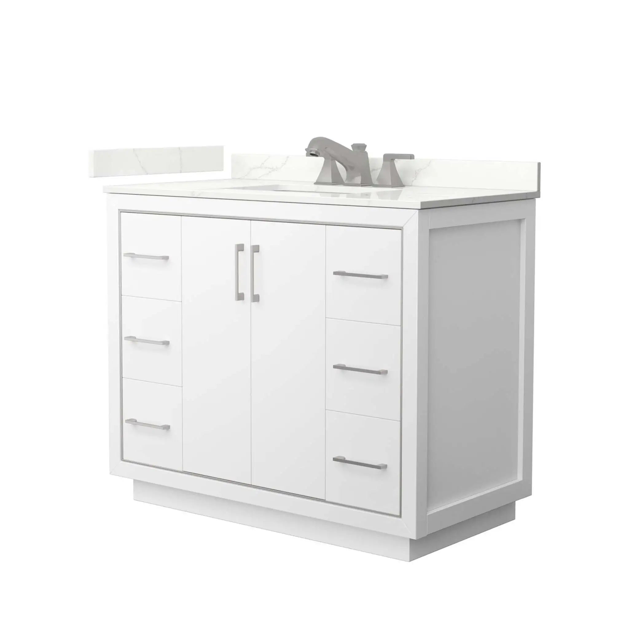 42" Icon Single Bathroom Vanity in White with Brushed Nickel Trim by Wyndham