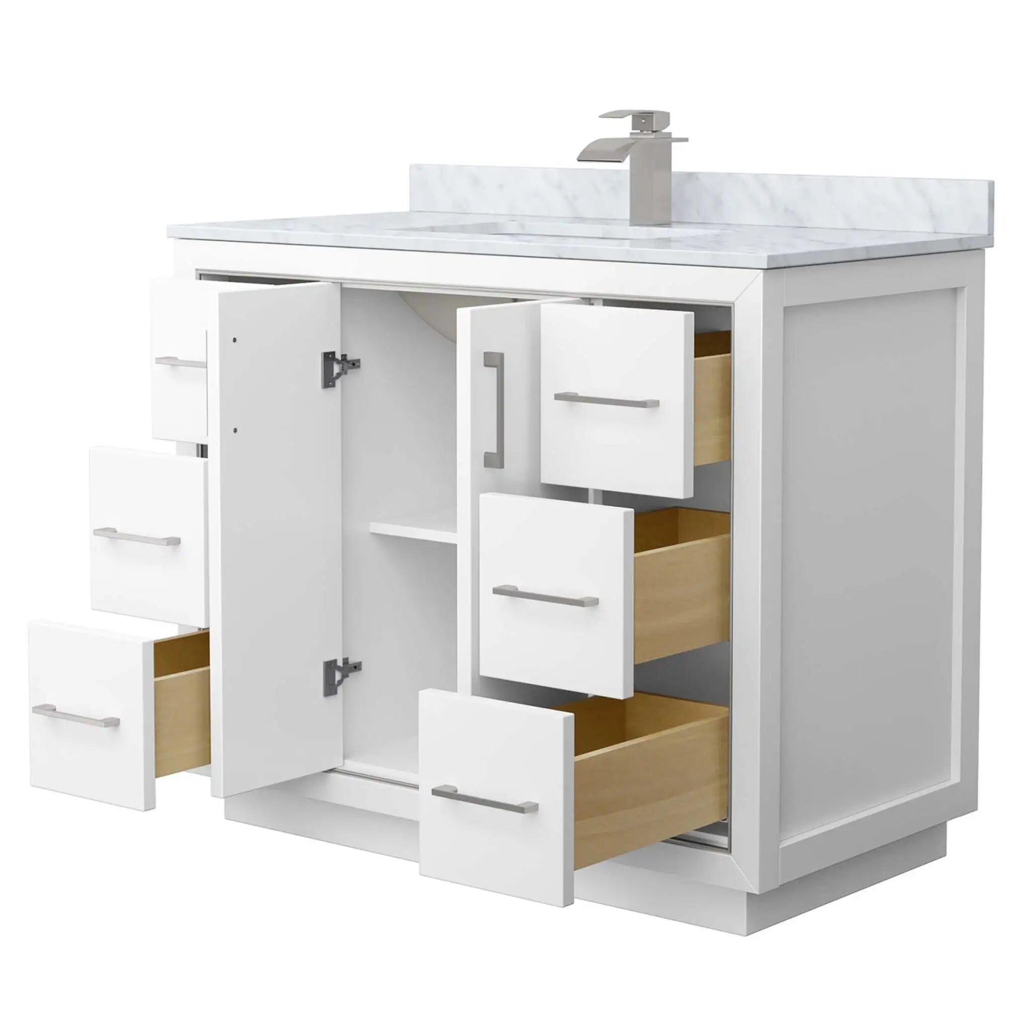 42" Icon Single Bathroom Vanity in White with Brushed Nickel Trim by Wyndham